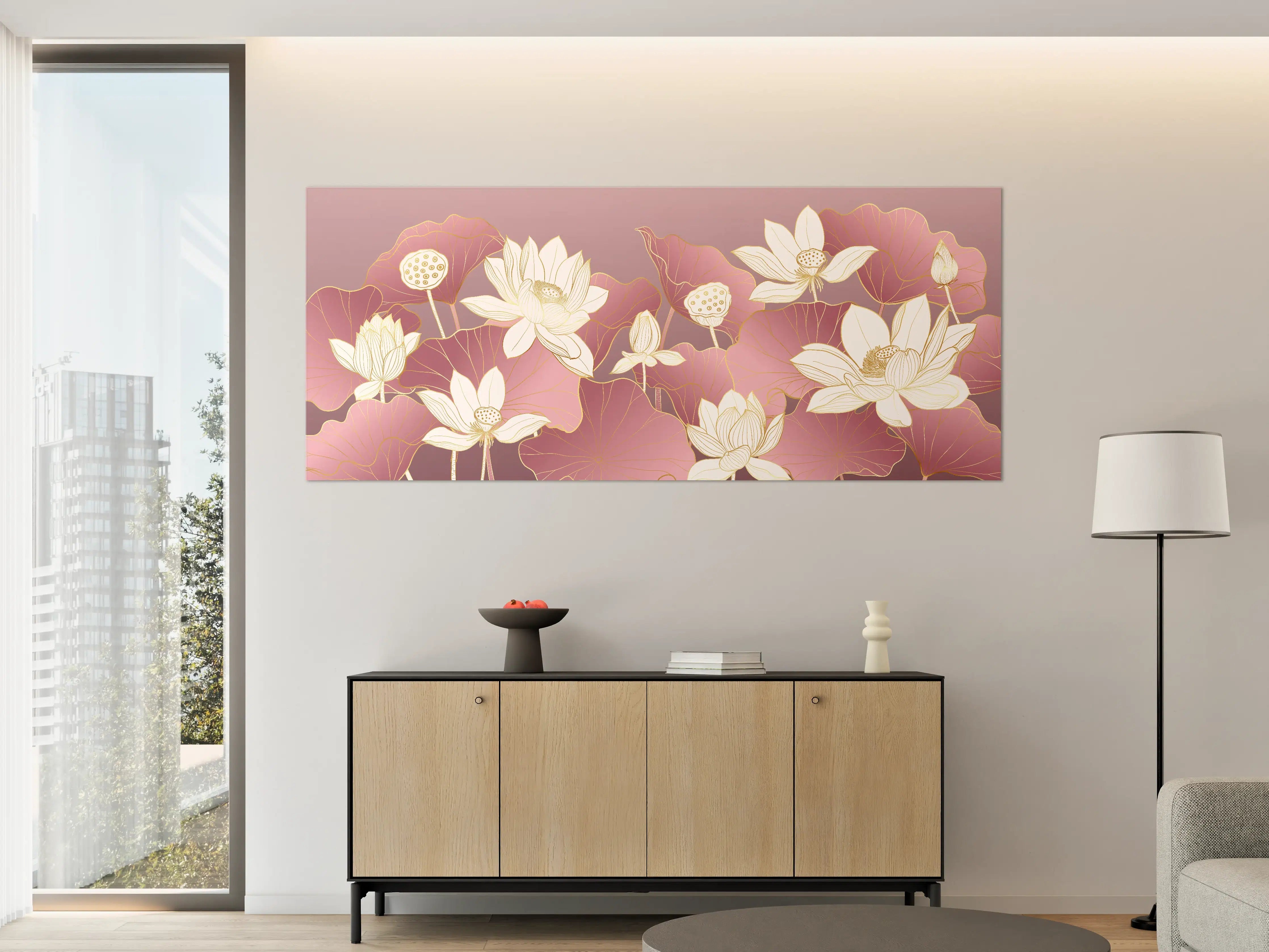 Große Wandbilder - Zarte Lotusblumen in Pastellfarben