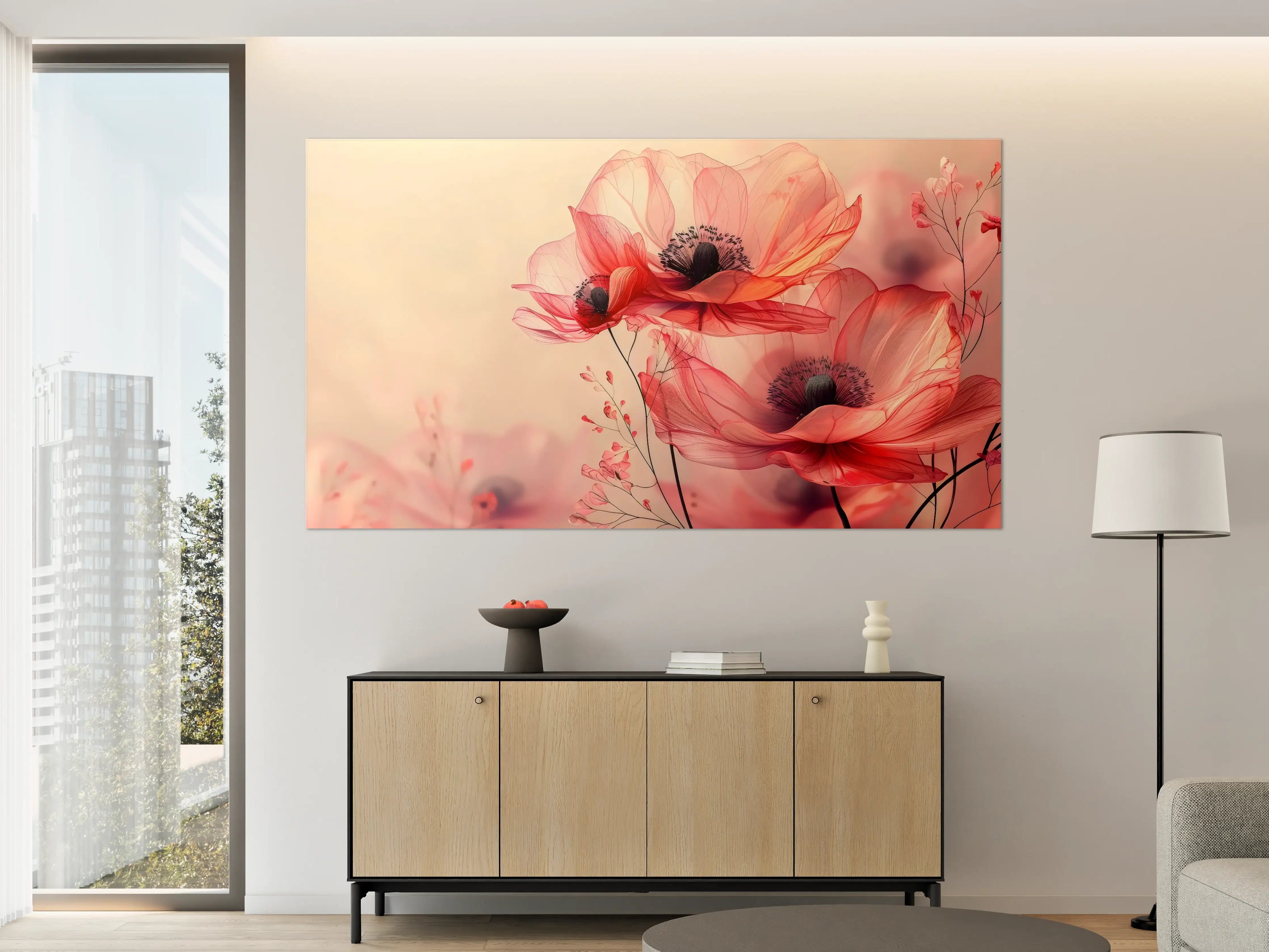 Große Wandbilder - Zarte Mohnblüten in Rosa