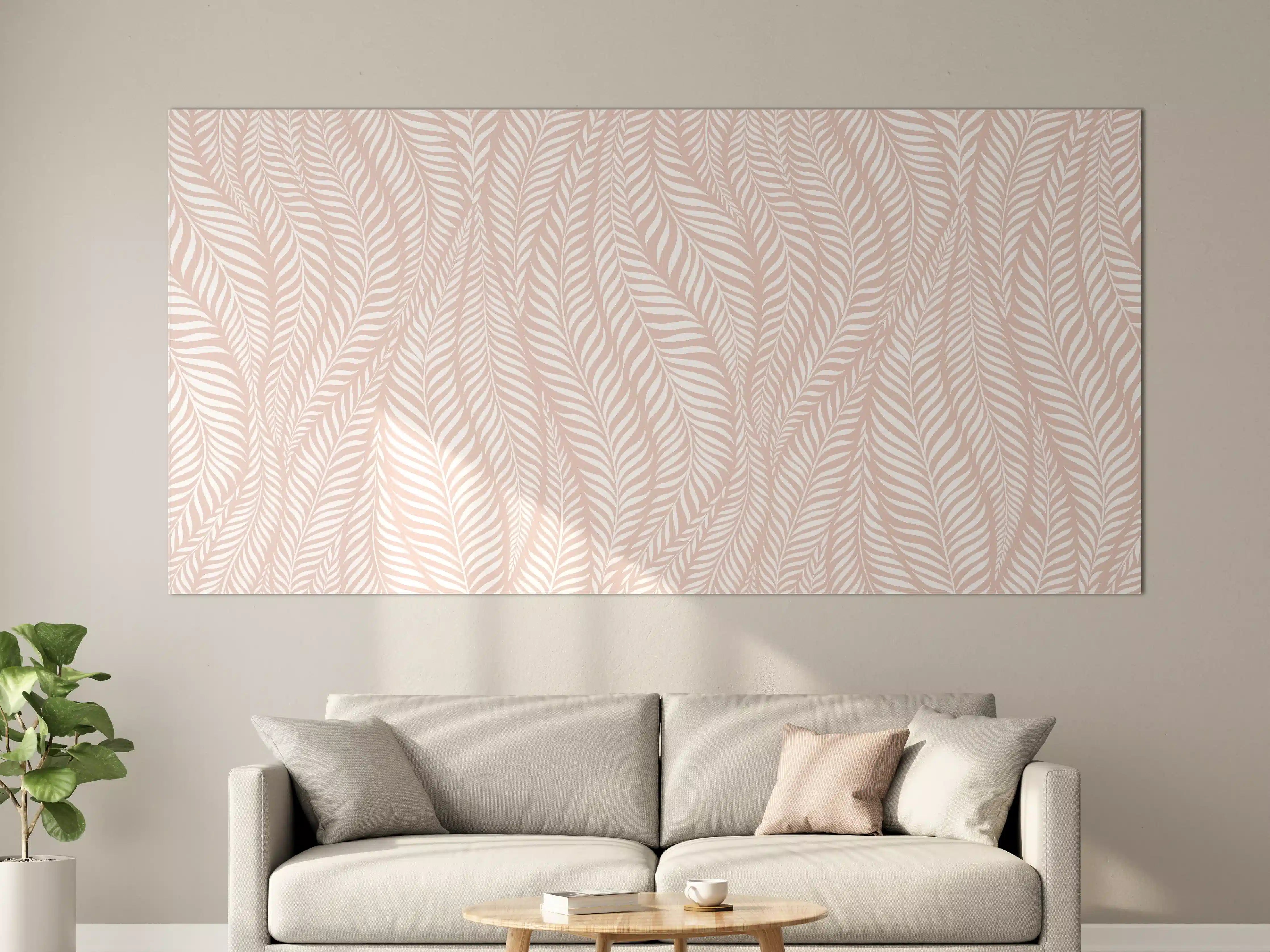 Große Wandbilder - Zarte Palmblatt-Textur in Pastellfarben