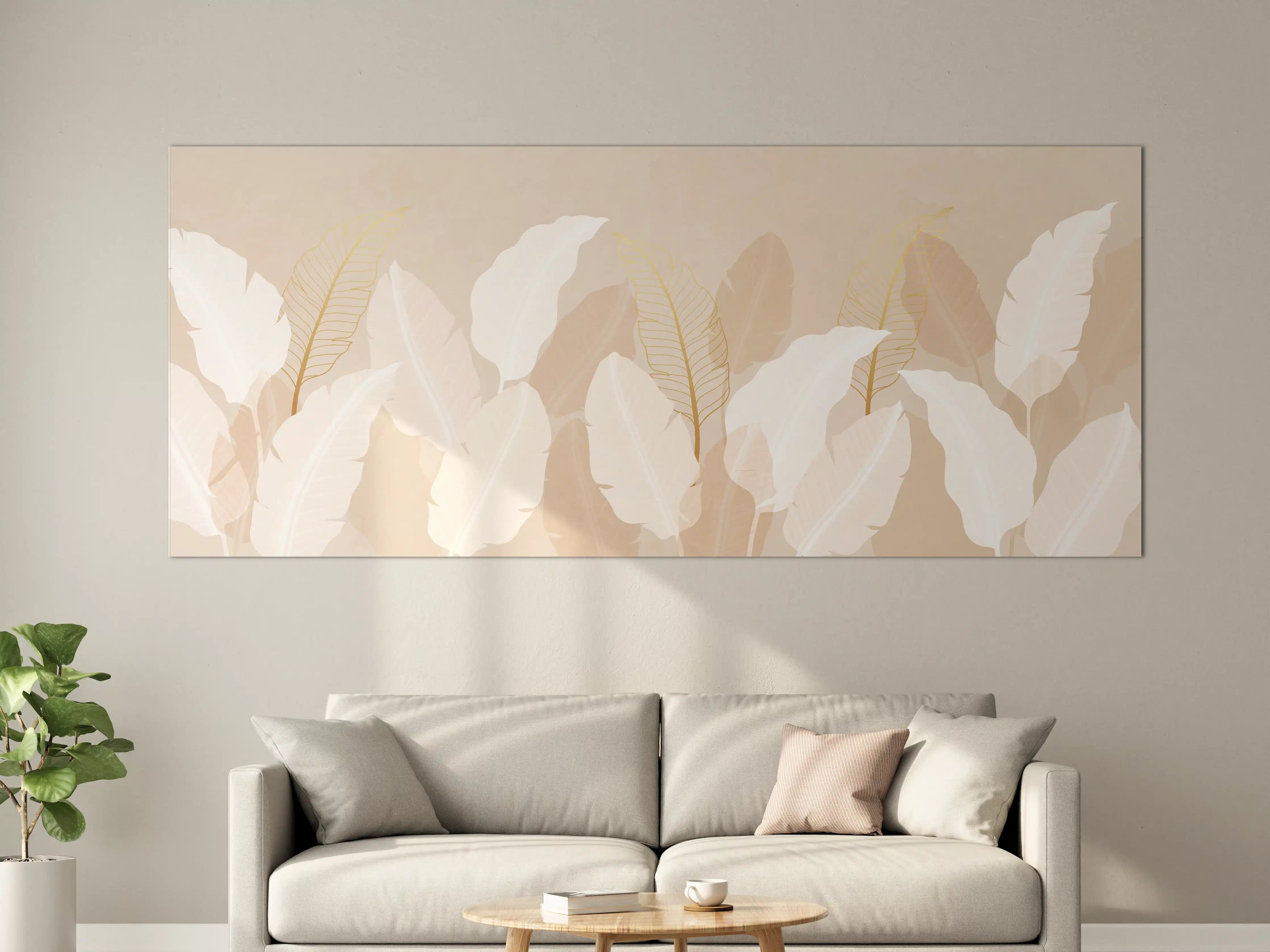 Große Wandbilder - Zarte-Pastell-Blätter-Stilbild