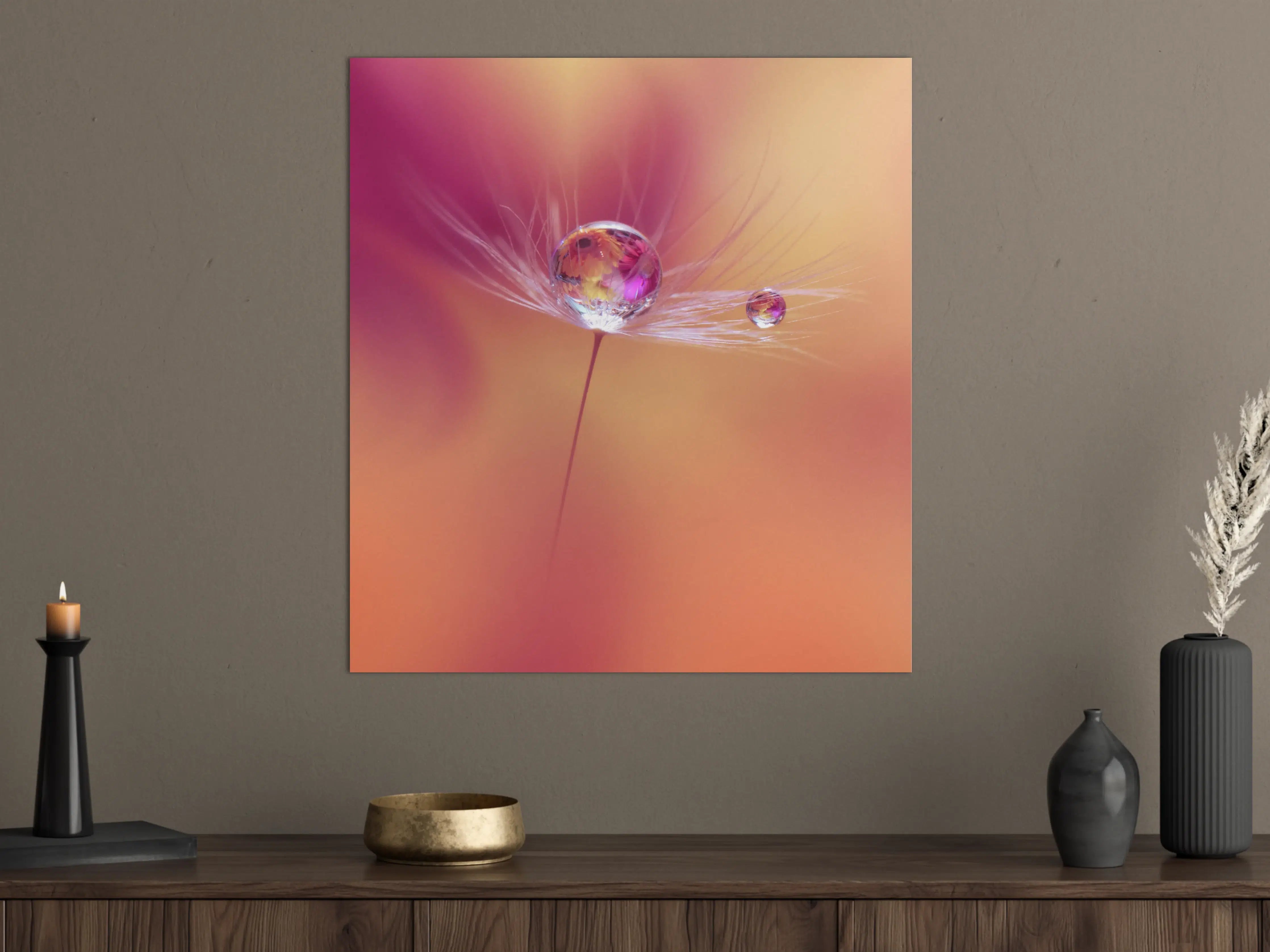 Große Wandbilder - Zarte Pusteblumen mit Wassertropfen