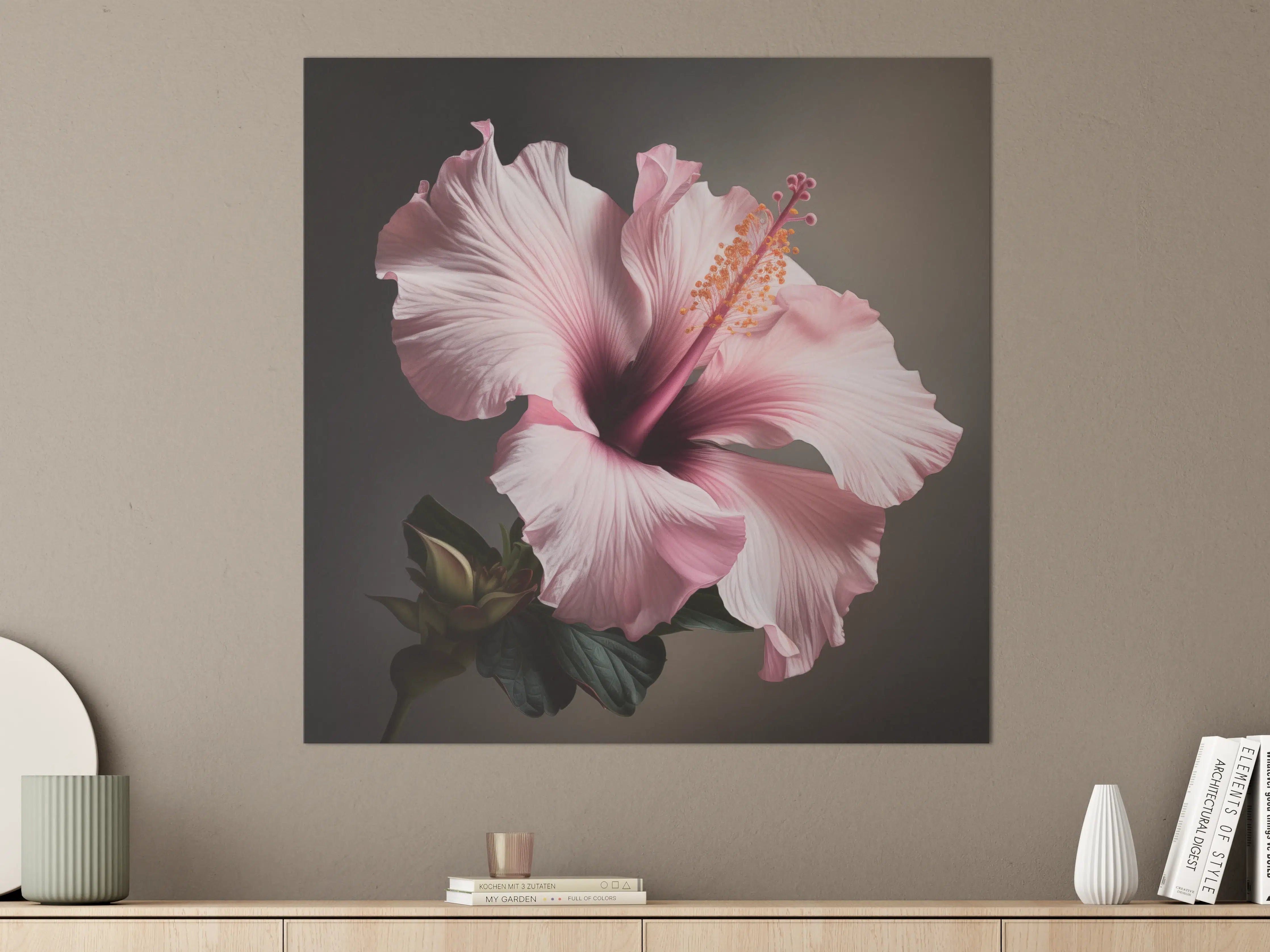 Große Wandbilder - Zarte pinke Hibiskusblüte