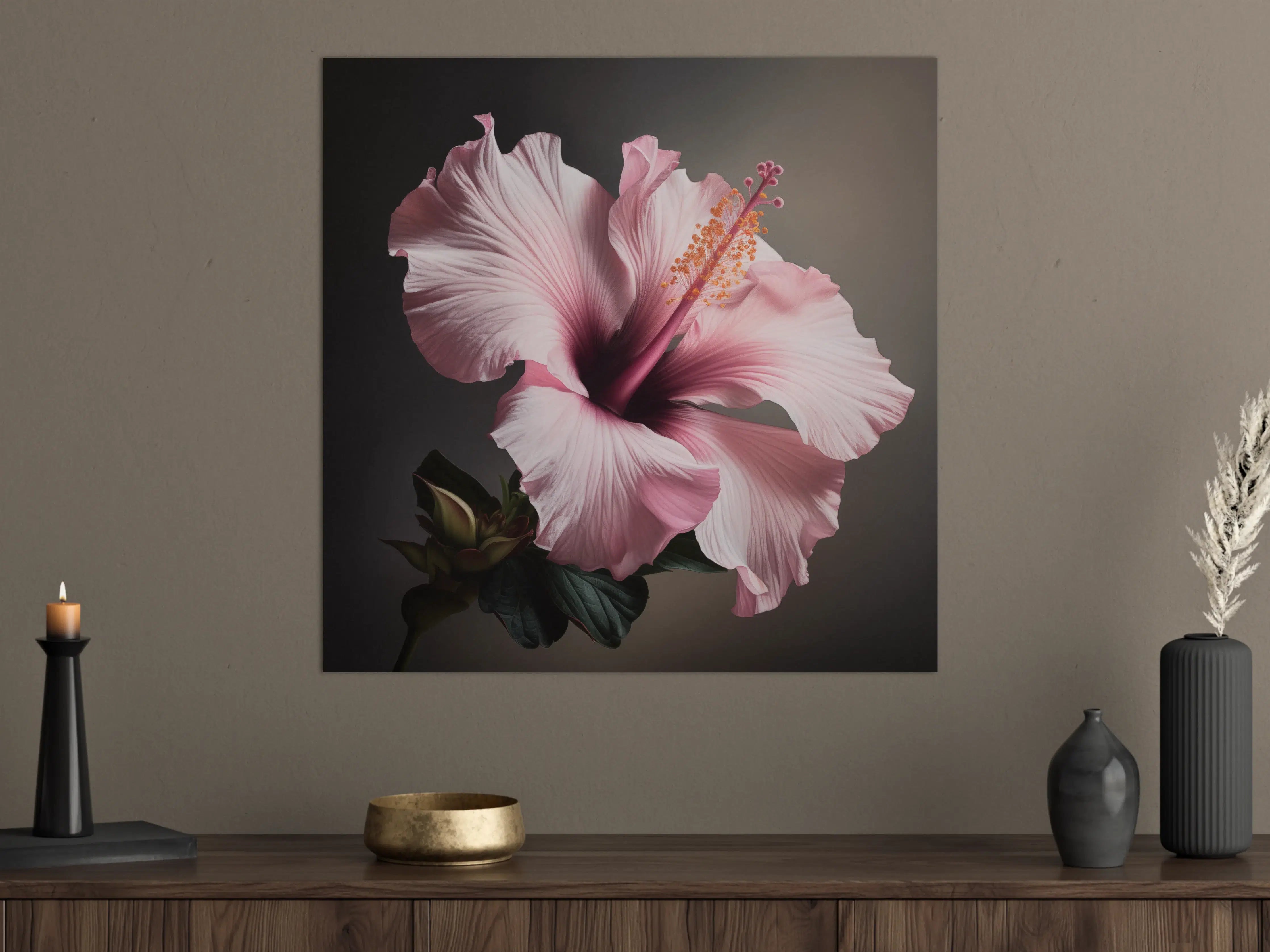 Große Wandbilder - Zarte pinke Hibiskusblüte