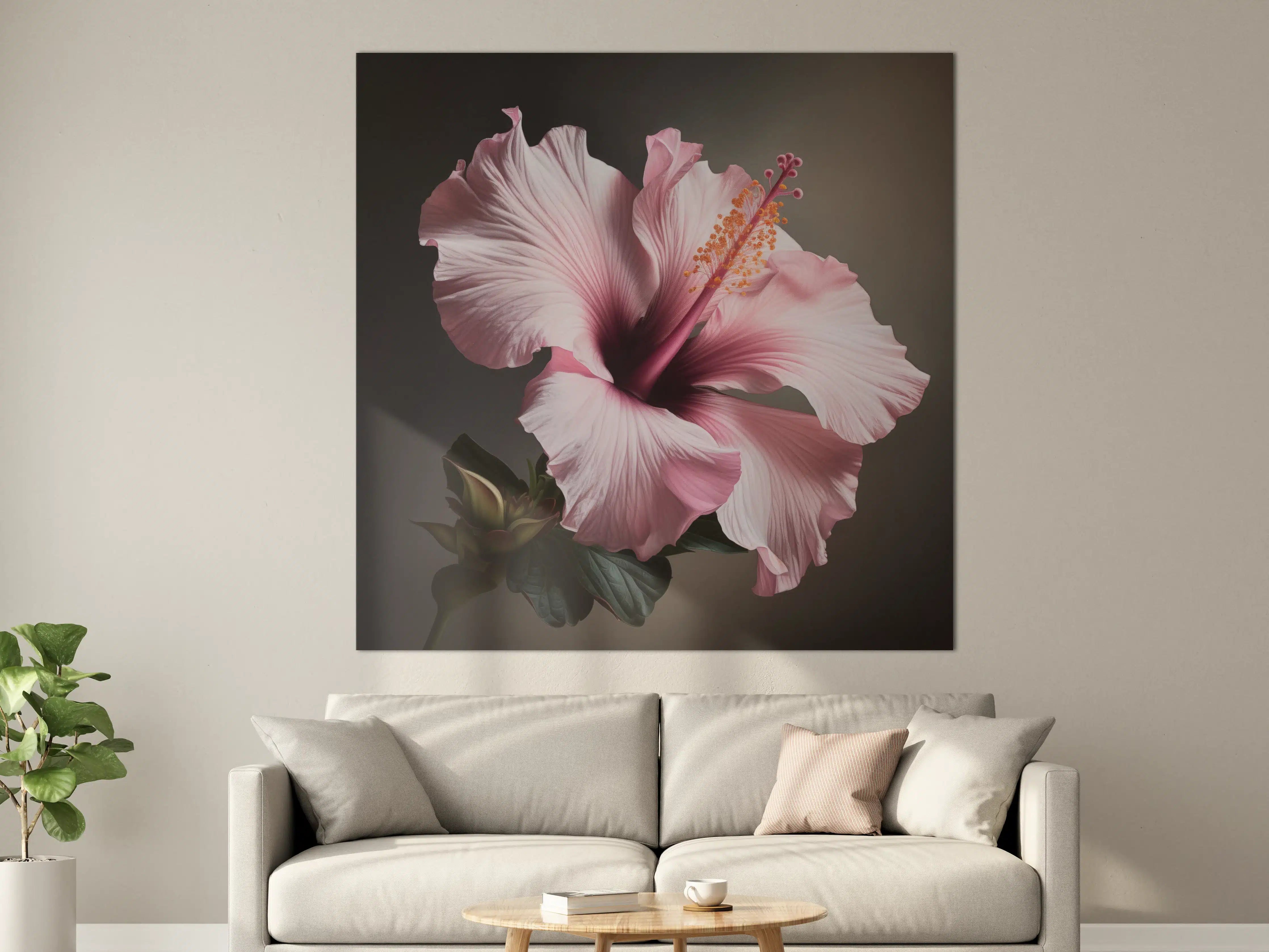Große Wandbilder - Zarte pinke Hibiskusblüte