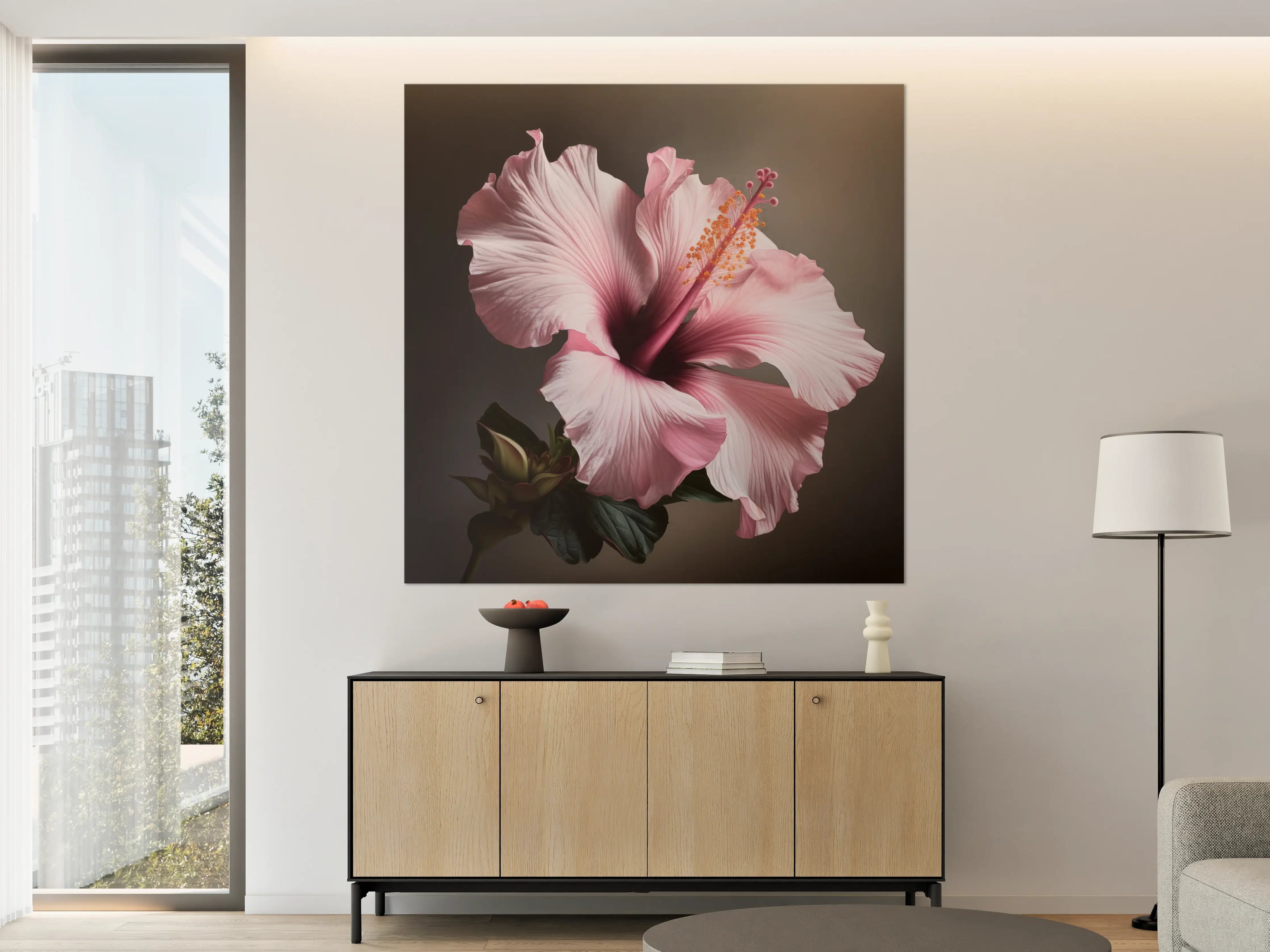 Große Wandbilder - Zarte pinke Hibiskusblüte