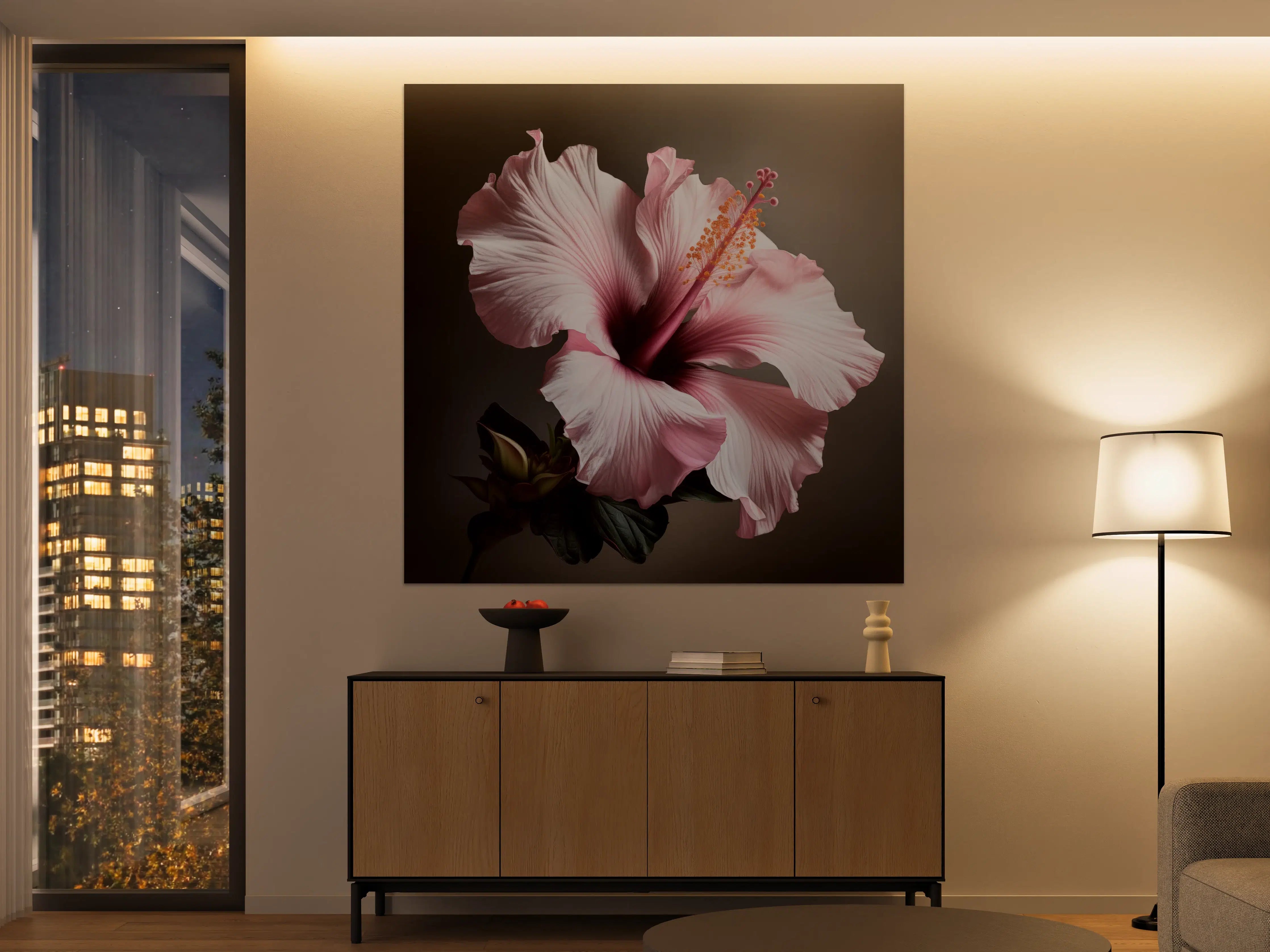Große Wandbilder - Zarte pinke Hibiskusblüte