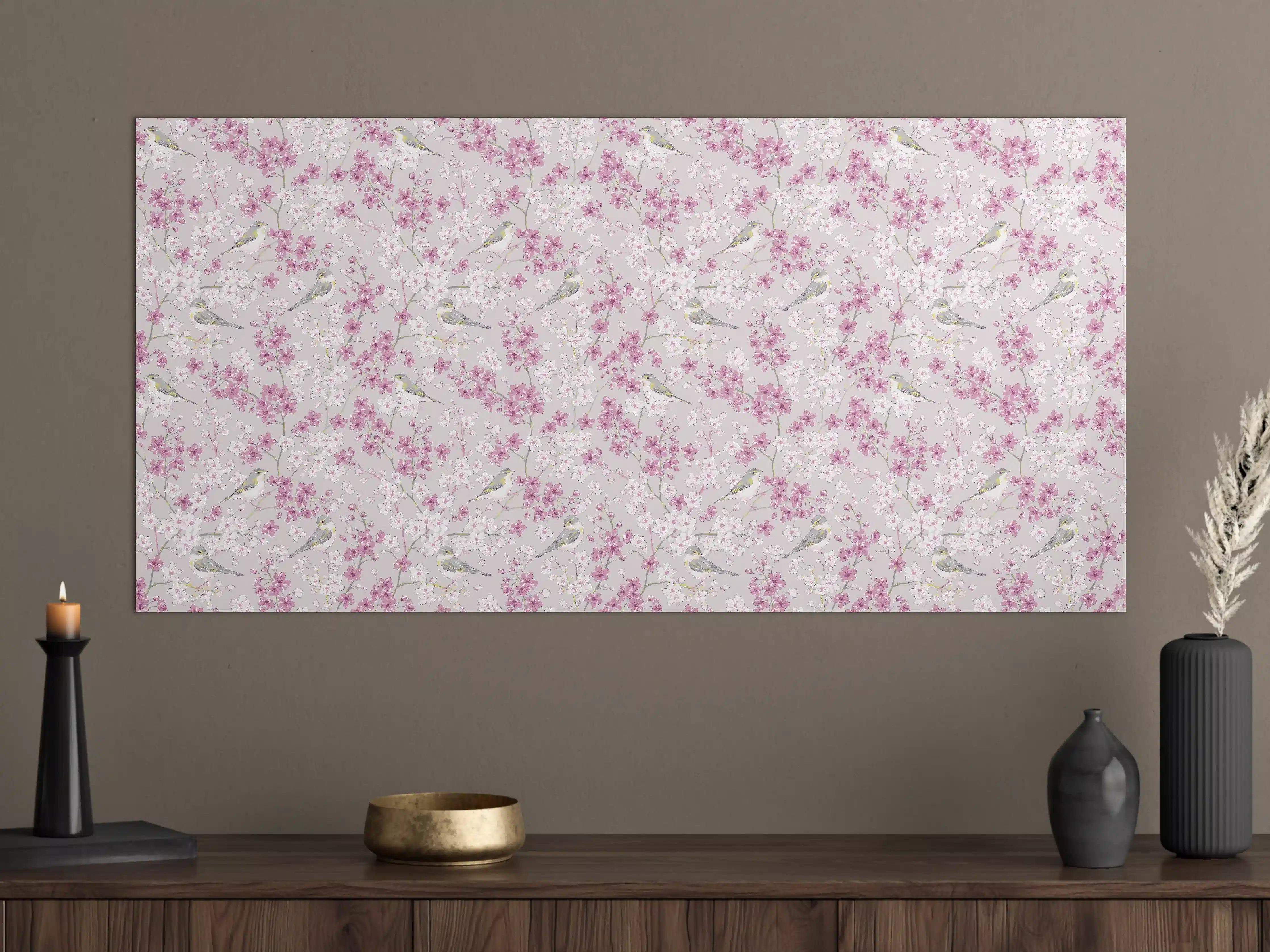Große Wandbilder - Zartes Kirschblüten-Motiv in Pastell