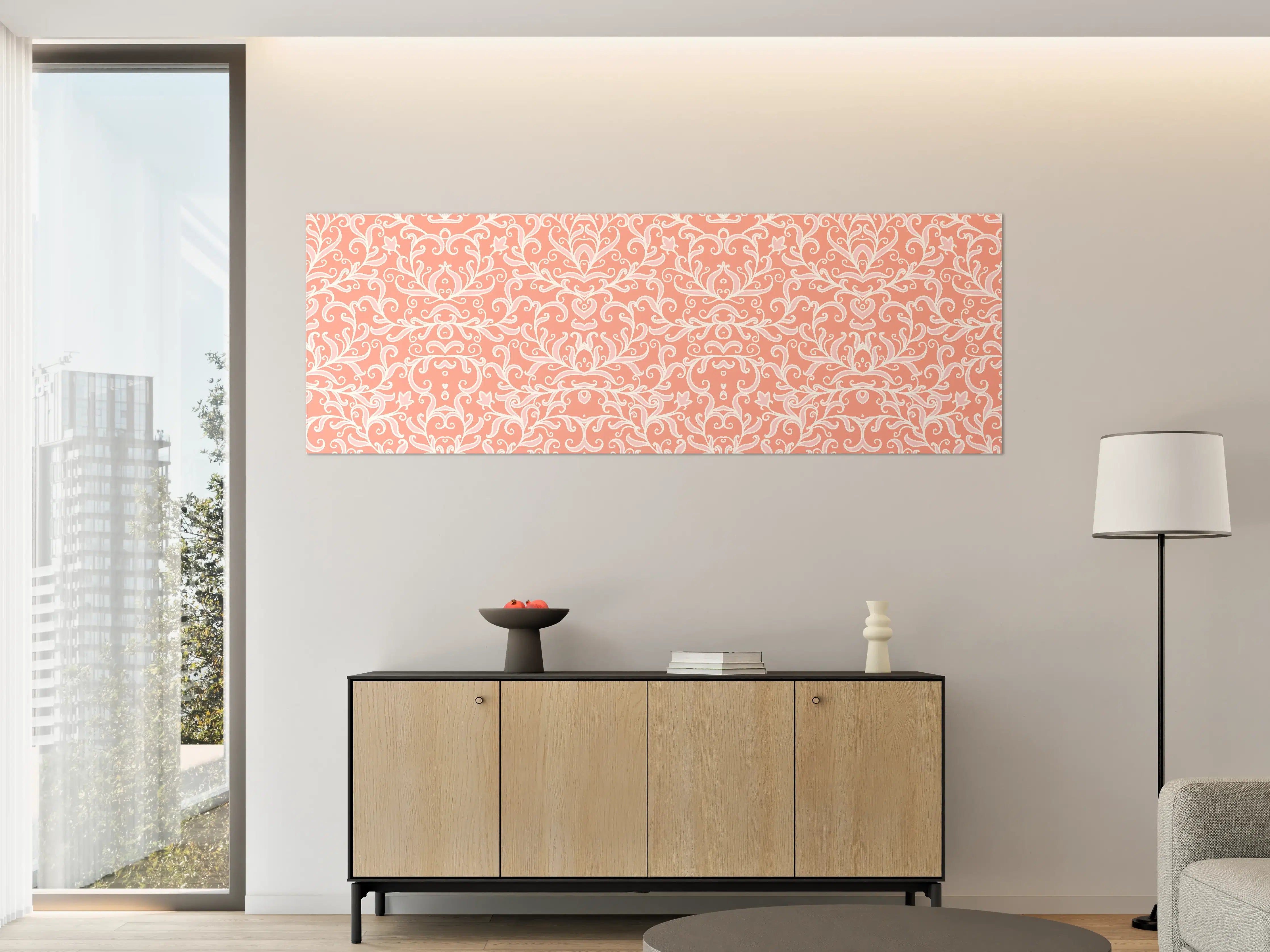 Große Wandbilder - Zartes Ornamentmuster in Rosé und Creme