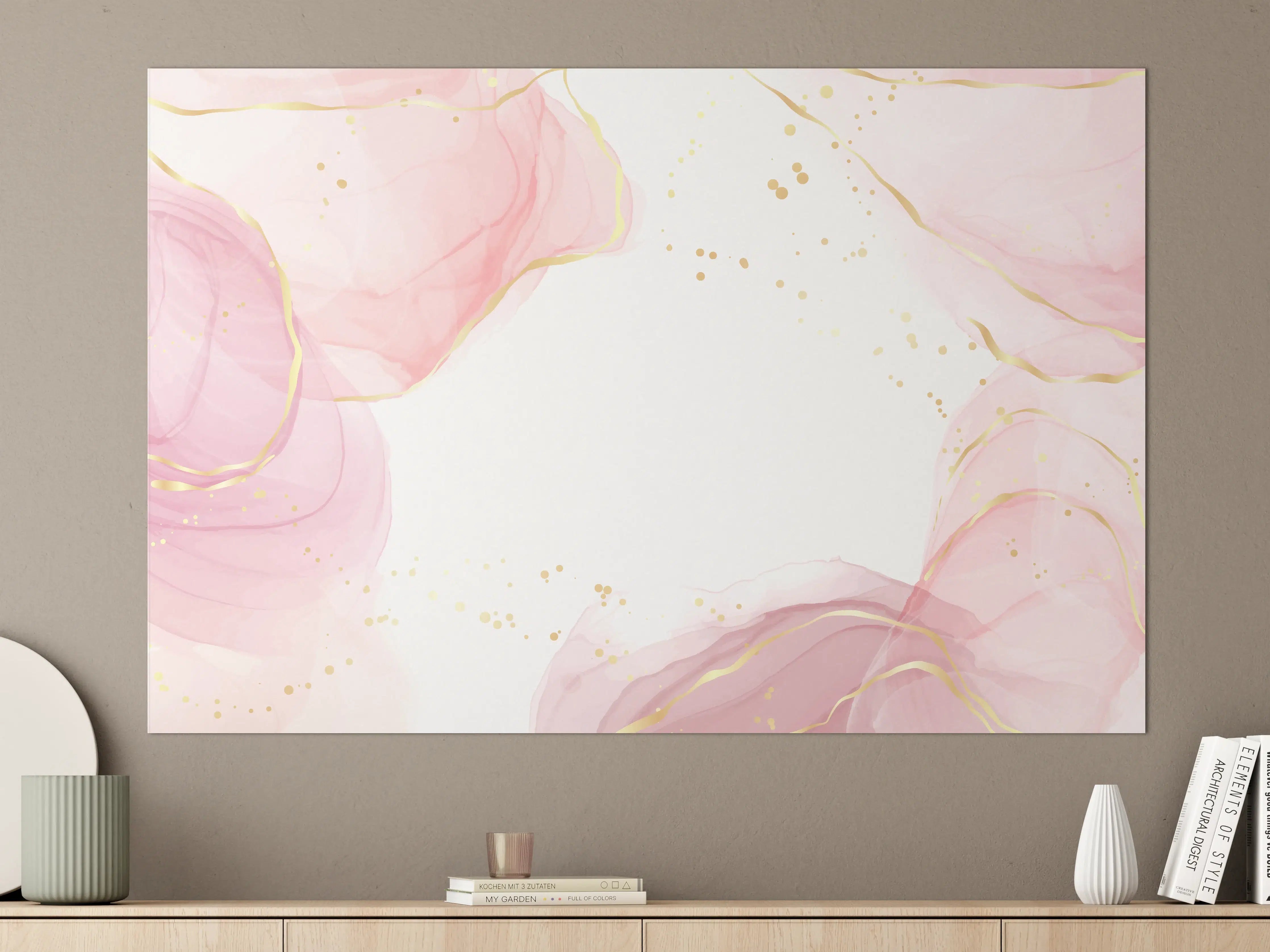 Große Wandbilder - Zartrosa Blumen Aquarell-Design