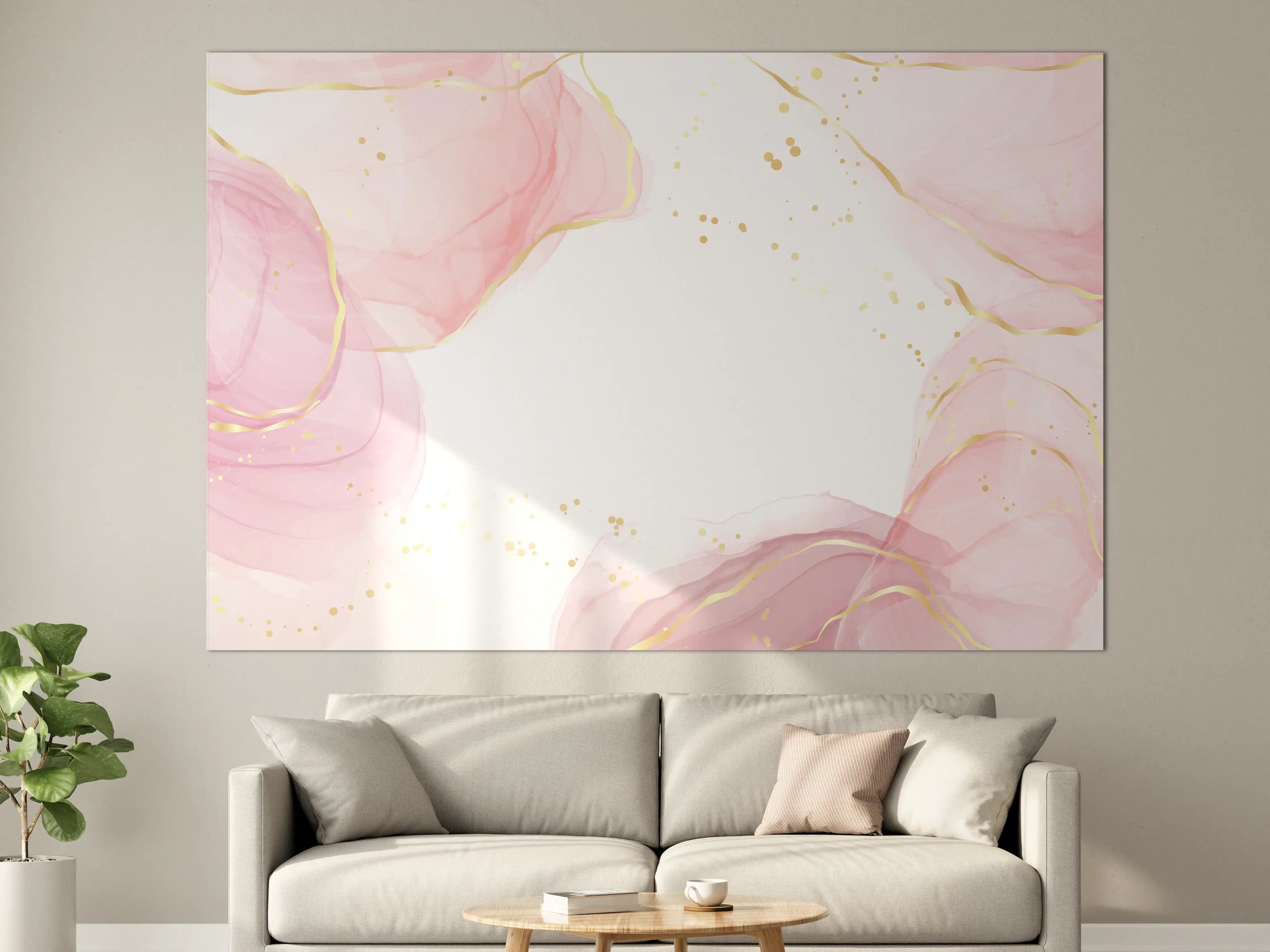 Große Wandbilder - Zartrosa Blumen Aquarell-Design