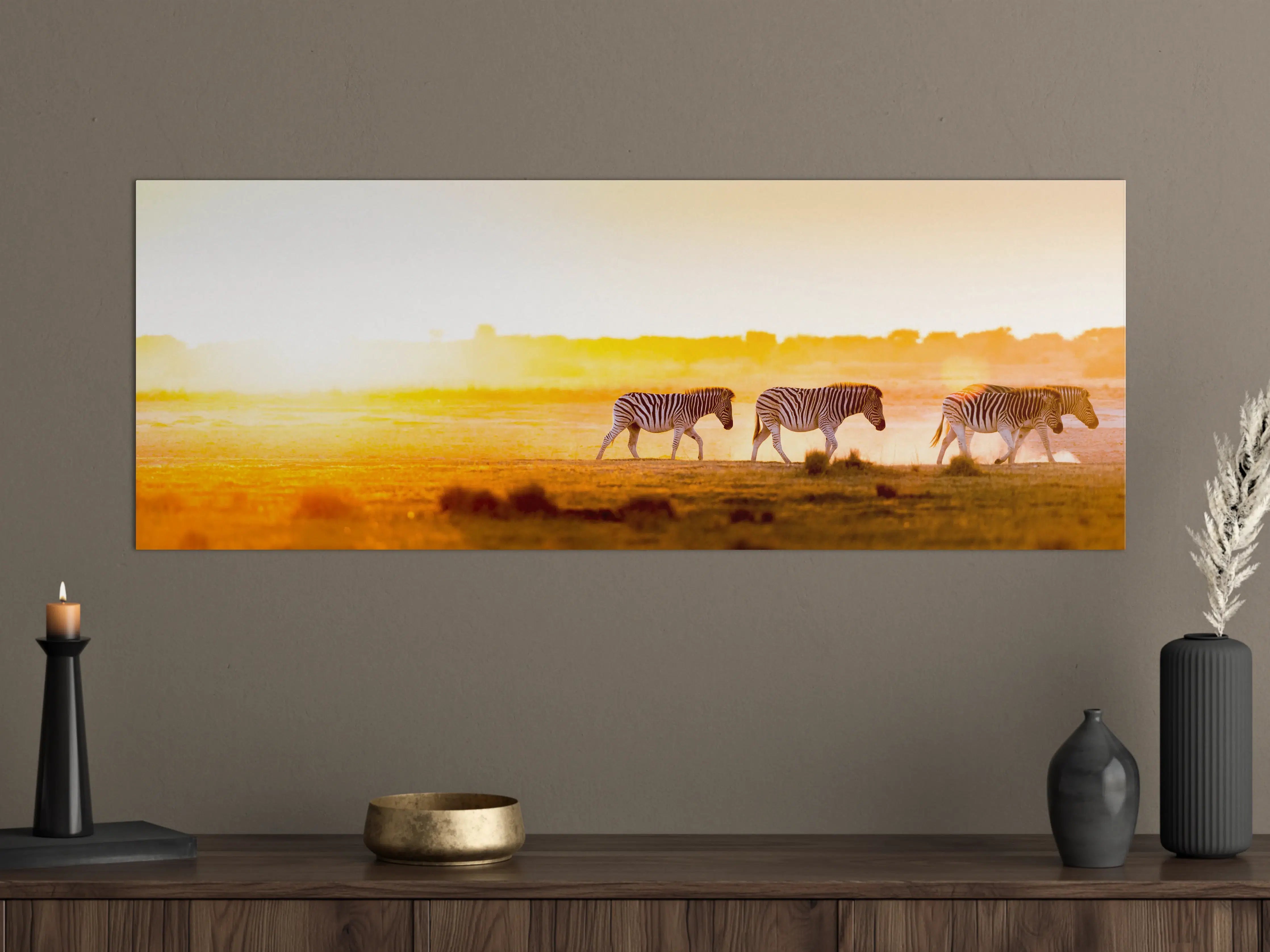 Große Wandbilder - Zebra-Silhouette bei Sonnenuntergang