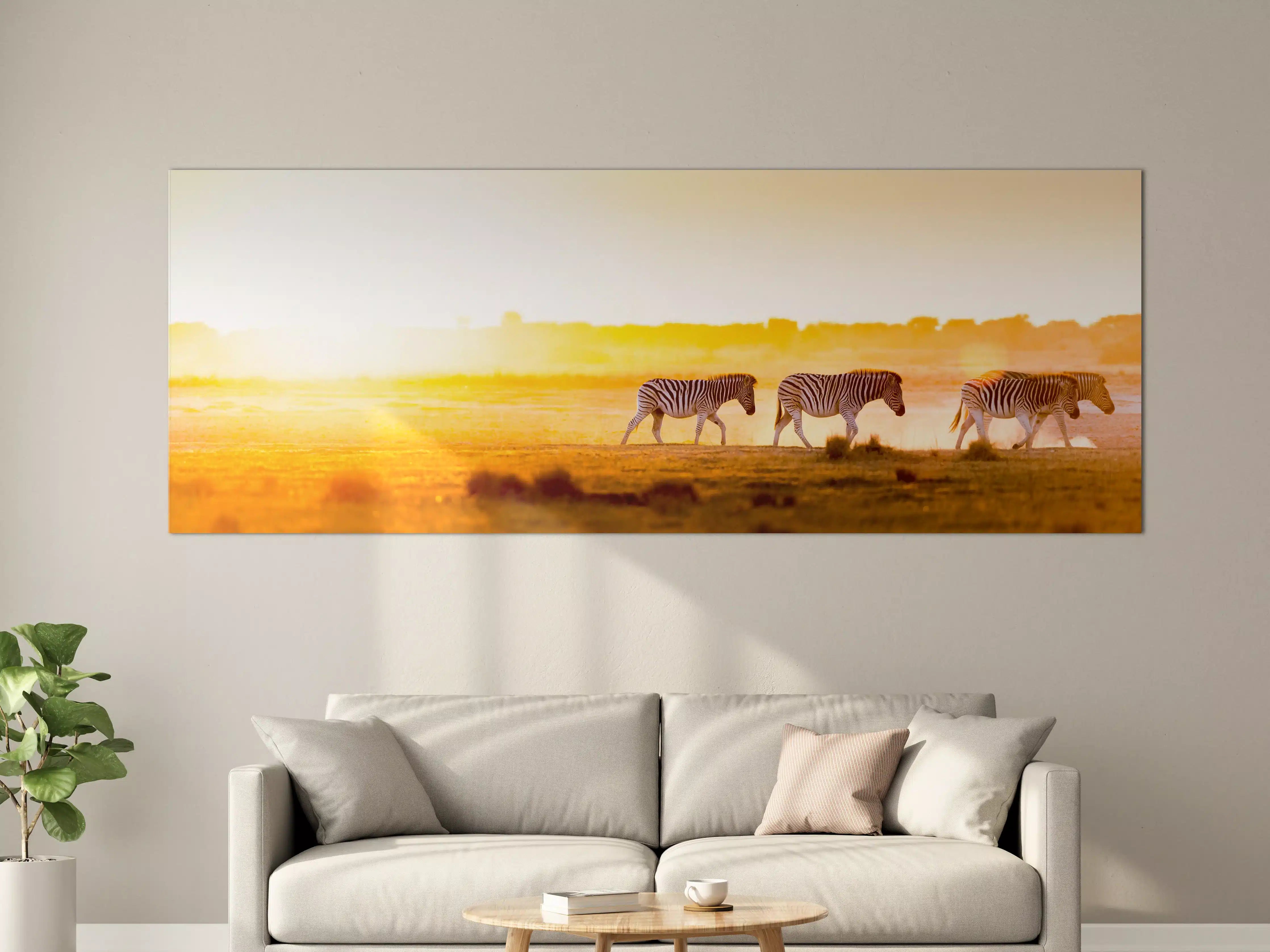Große Wandbilder - Zebra-Silhouette bei Sonnenuntergang