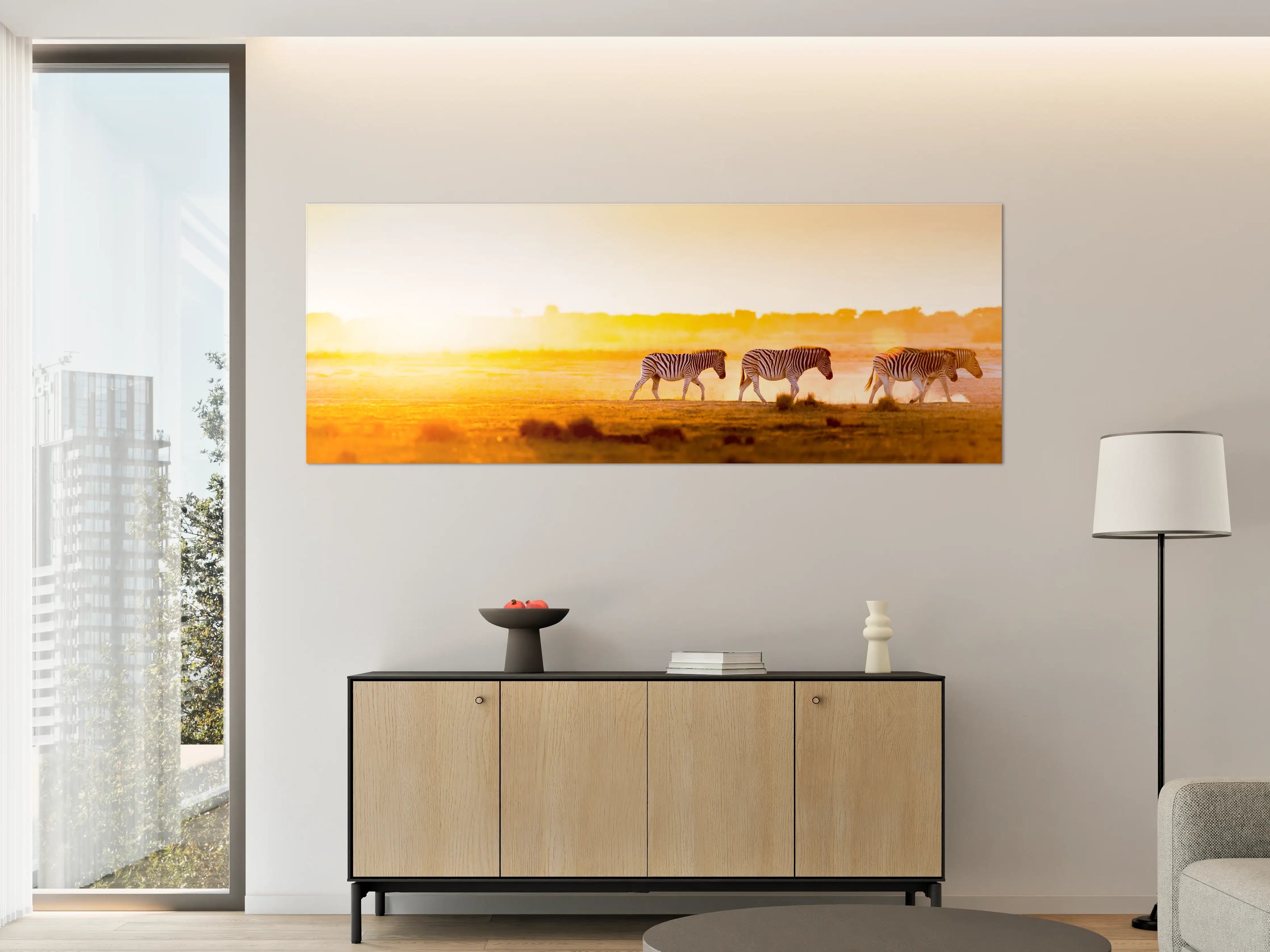 Große Wandbilder - Zebra-Silhouette bei Sonnenuntergang