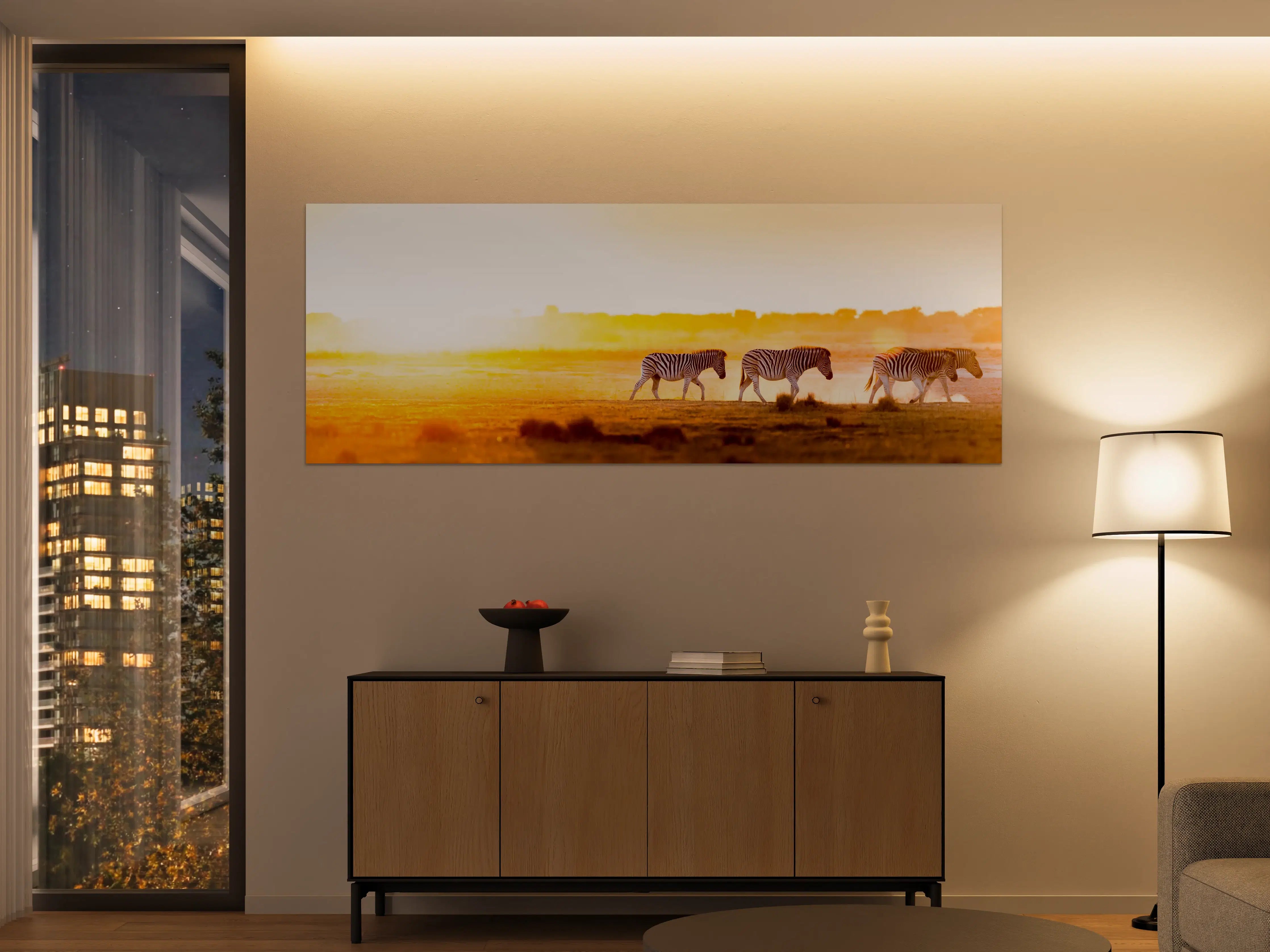Große Wandbilder - Zebra-Silhouette bei Sonnenuntergang