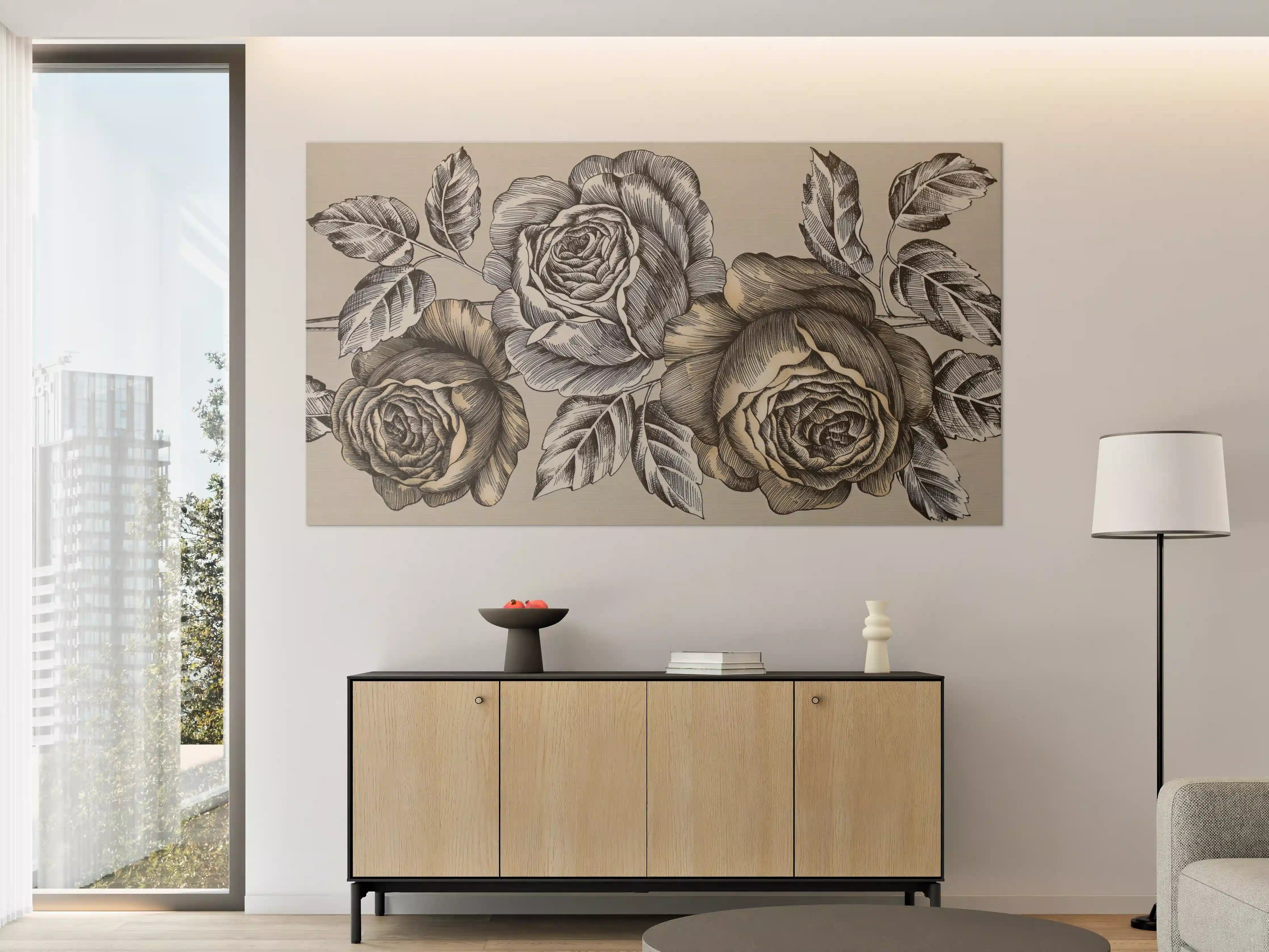 Große Wandbilder - Zeichnung Monochrome Rosen