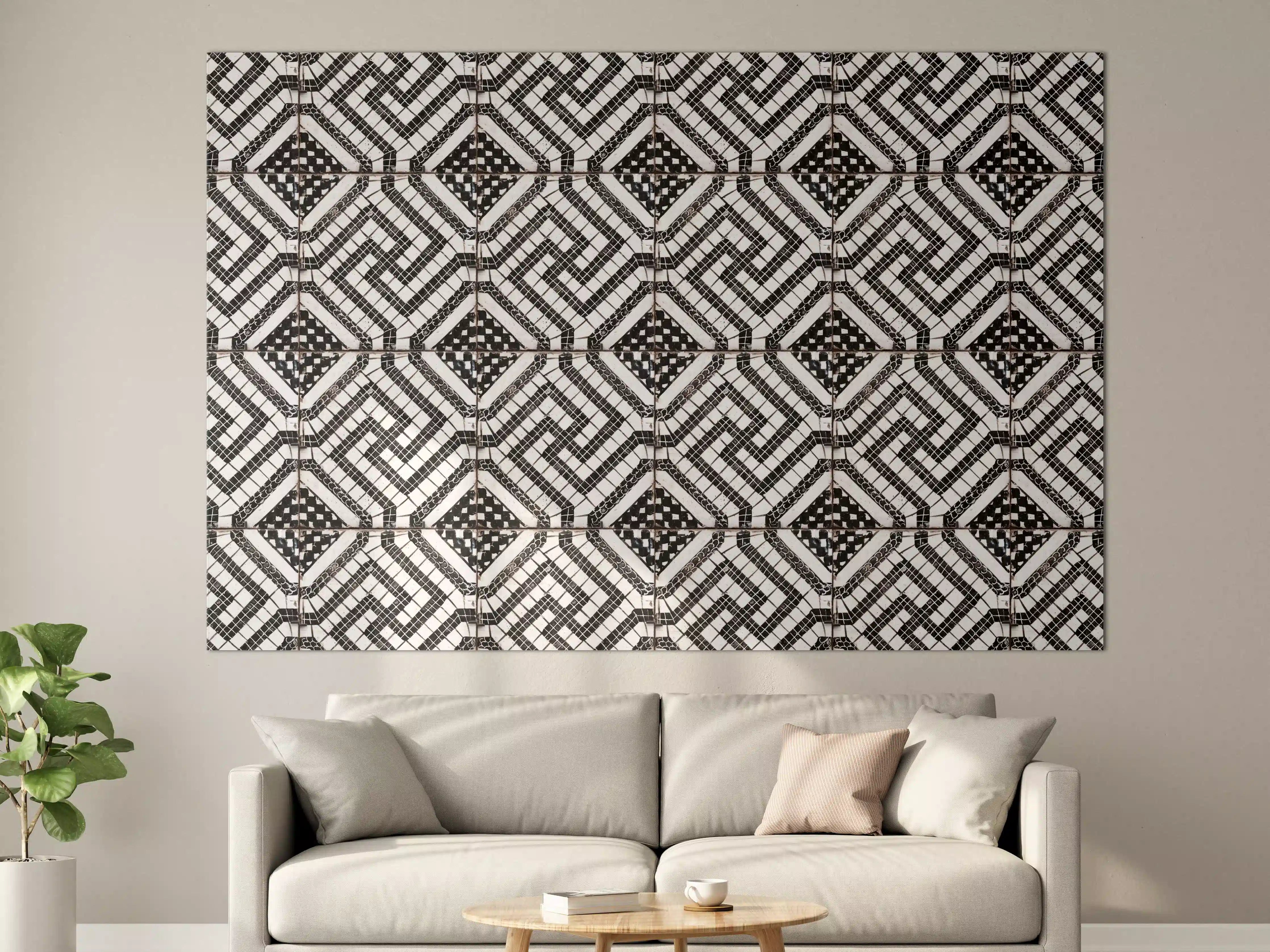 Große Wandbilder - Zeitlose Schwarz-Weiß Mosaikoptik