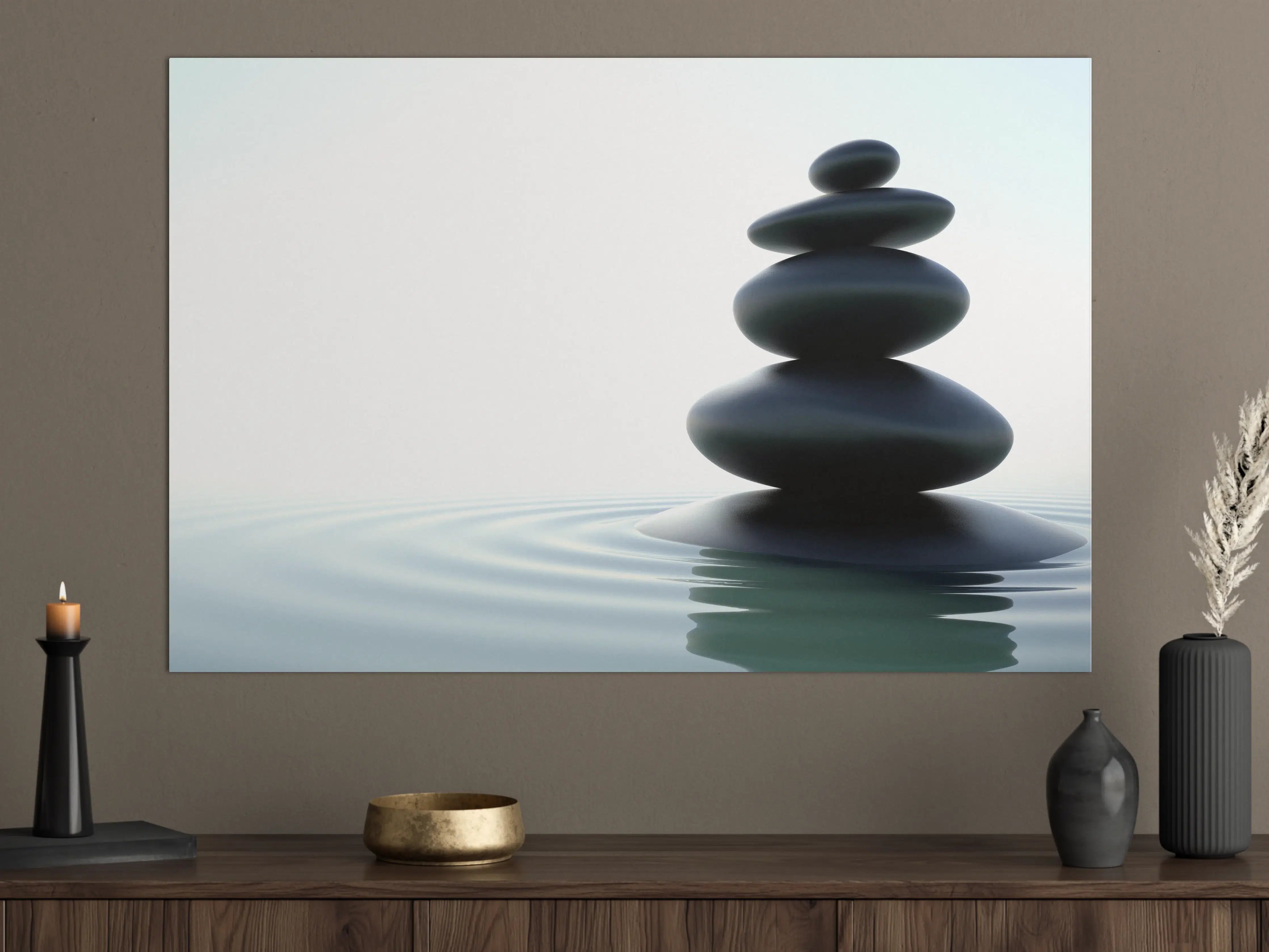 Große Wandbilder - Zen-Steine Weiß-Grau