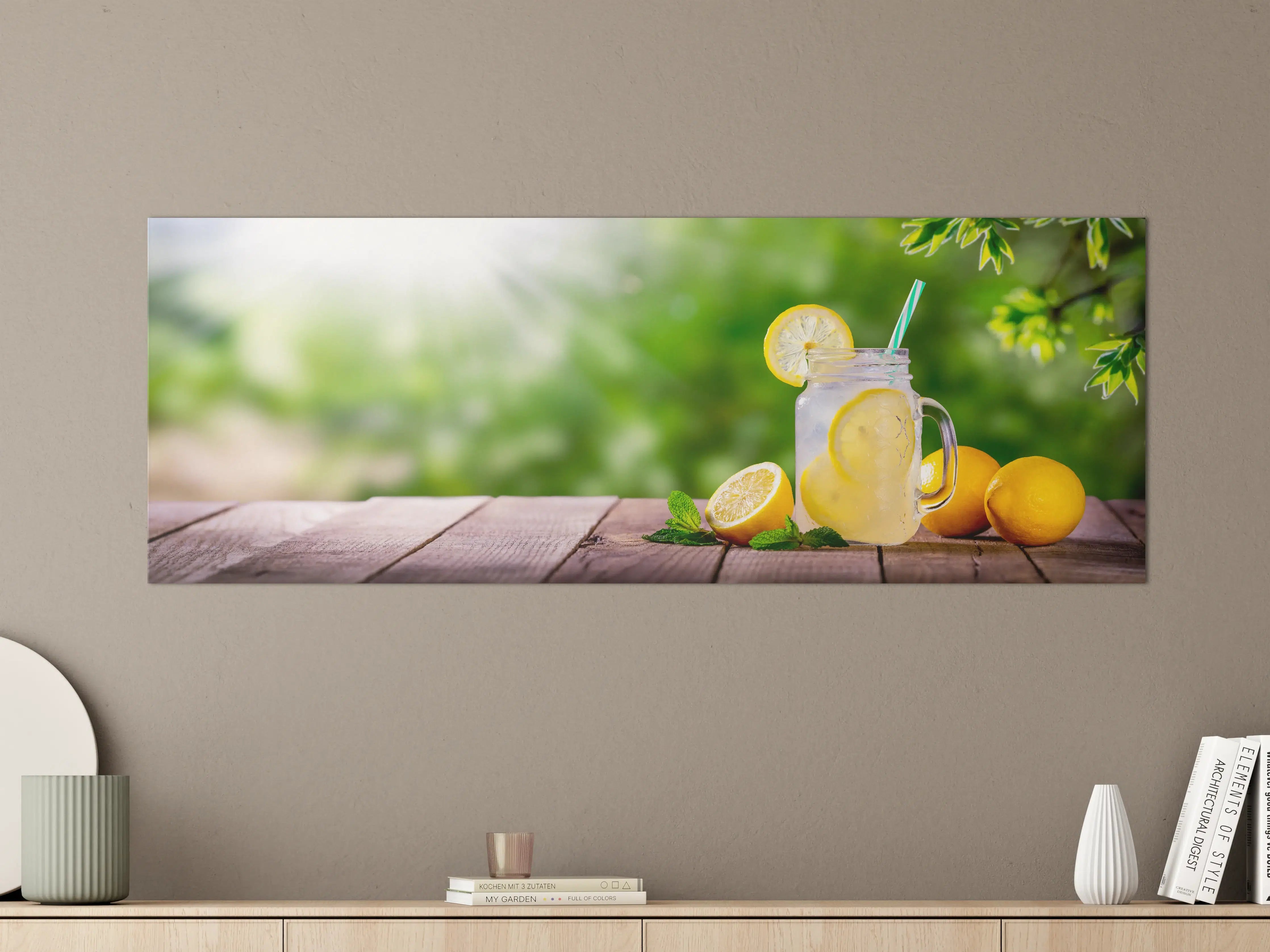 Große Wandbilder - Zitronen-Limonade auf Holztisch