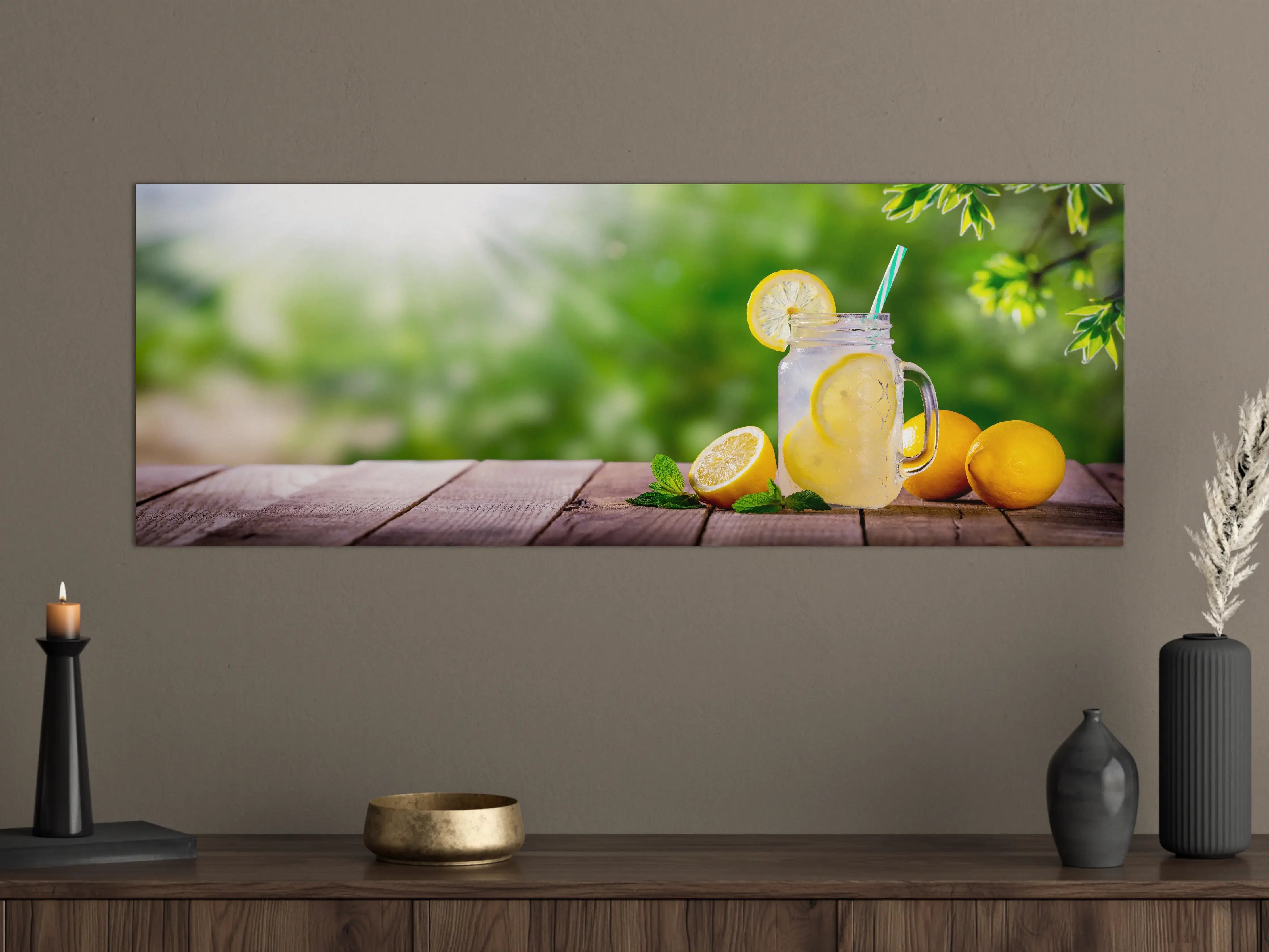 Große Wandbilder - Zitronen-Limonade auf Holztisch