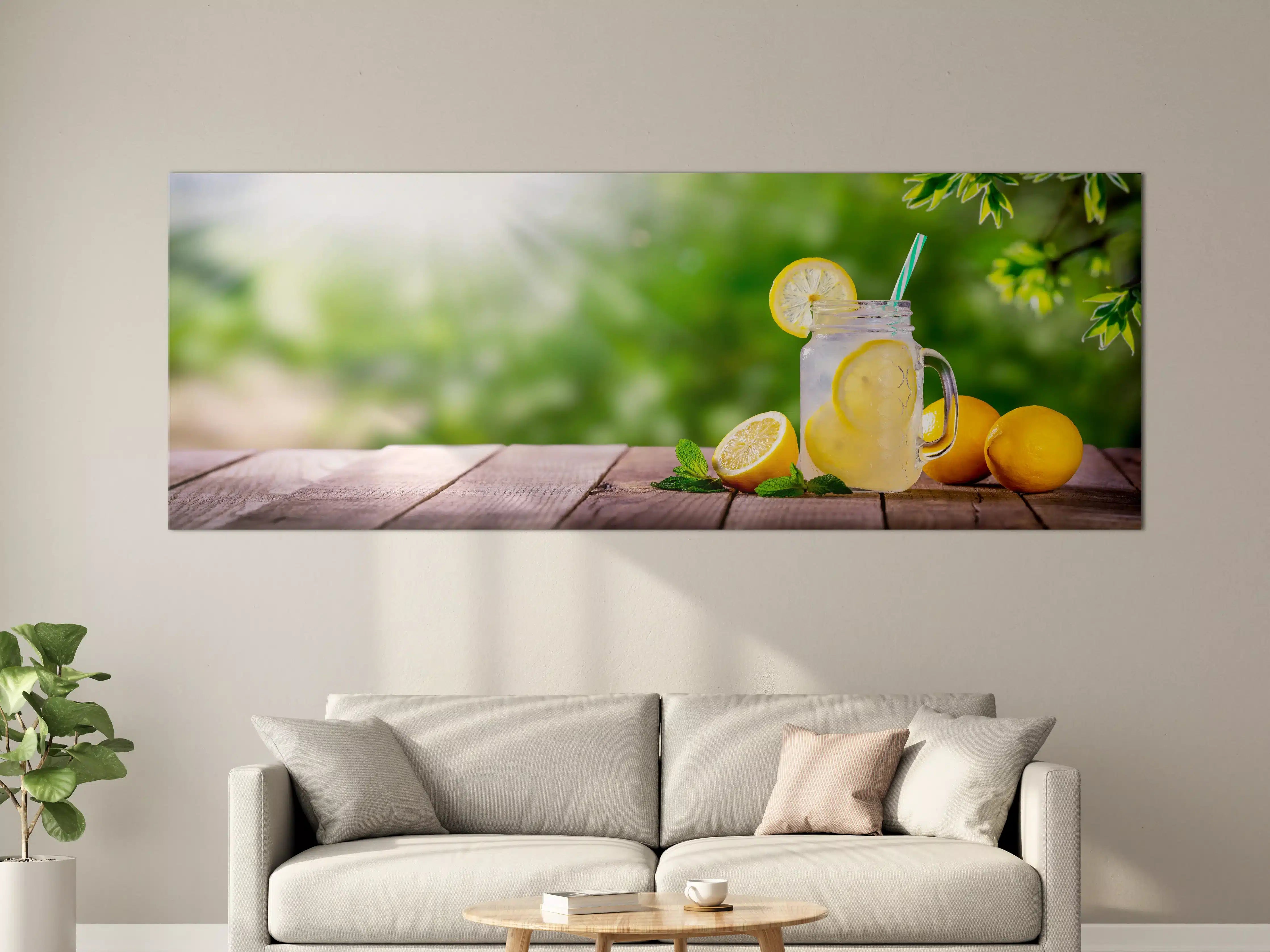 Große Wandbilder - Zitronen-Limonade auf Holztisch