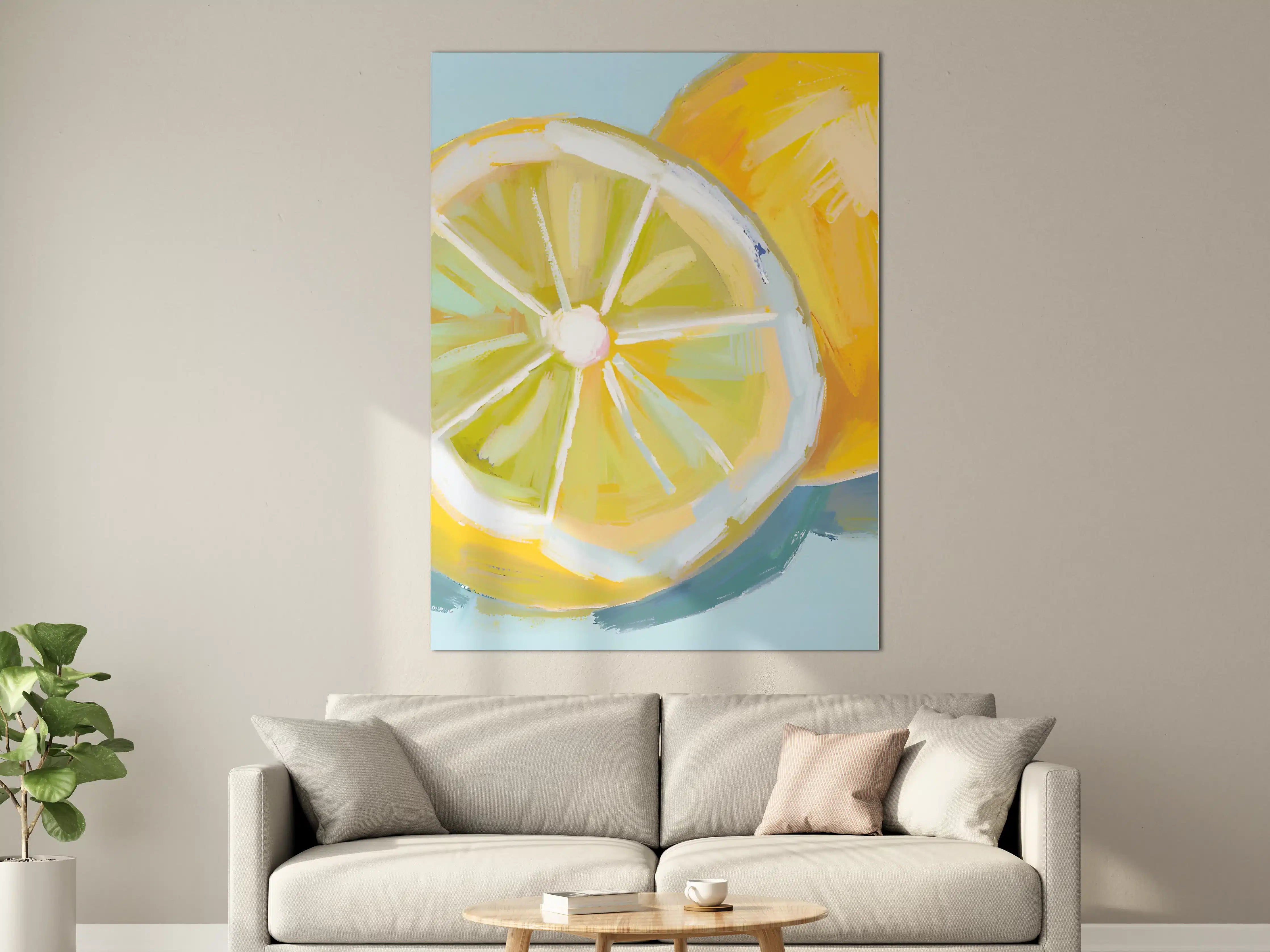 Große Wandbilder - Zitronen in lebendiger Acryltechnik