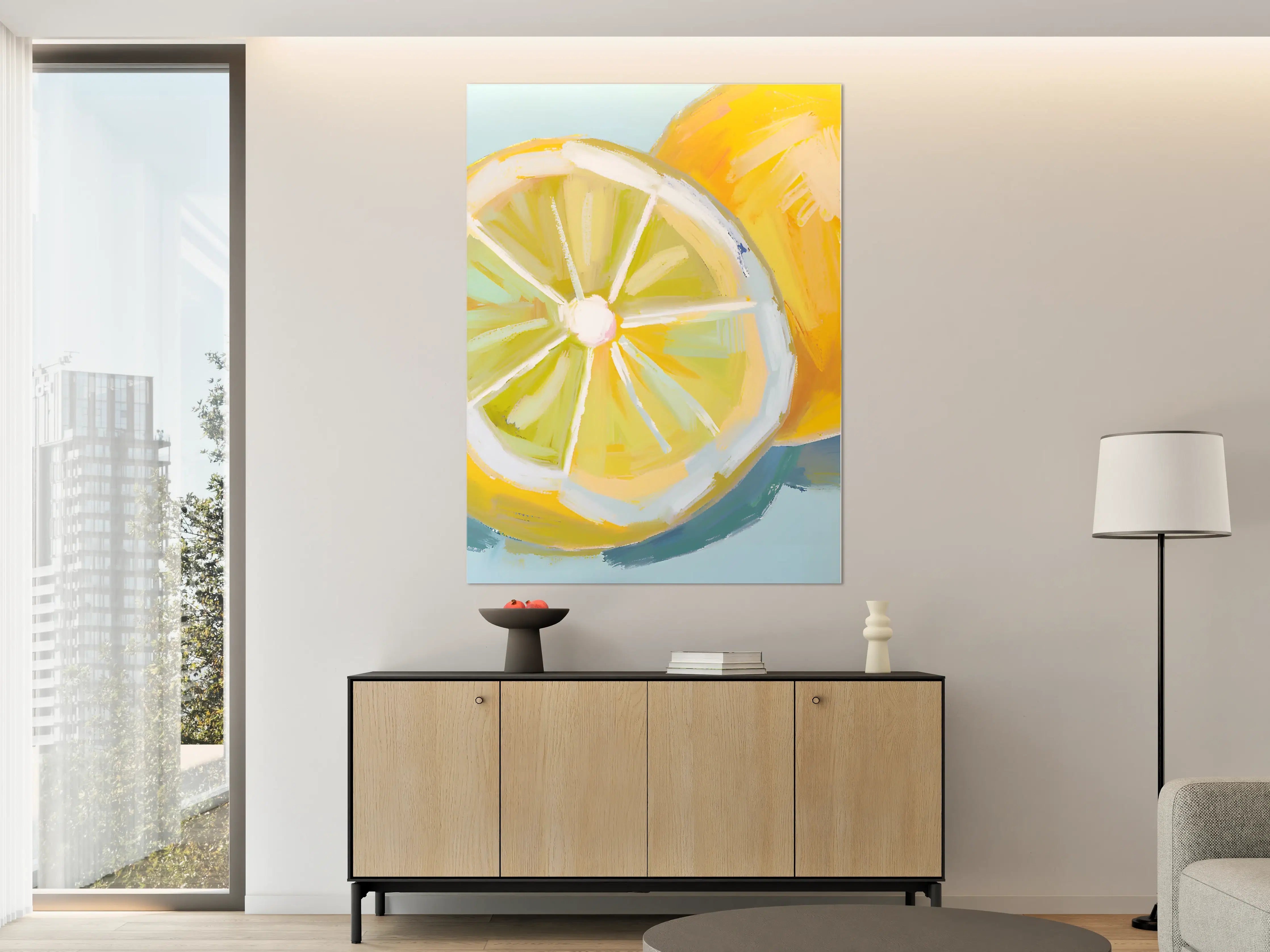 Große Wandbilder - Zitronen in lebendiger Acryltechnik