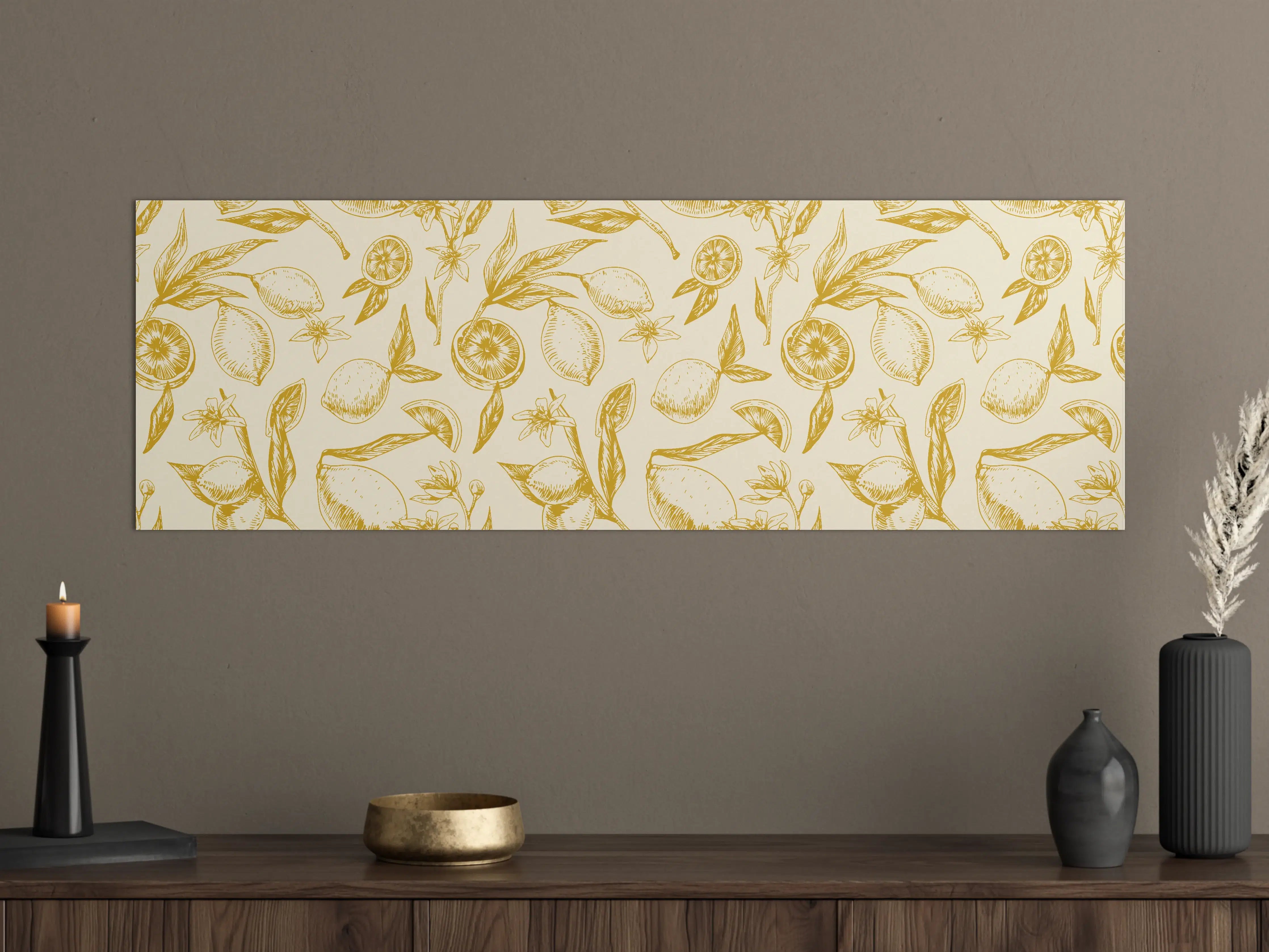 Große Wandbilder - Zitronenmuster Gelb-Beige