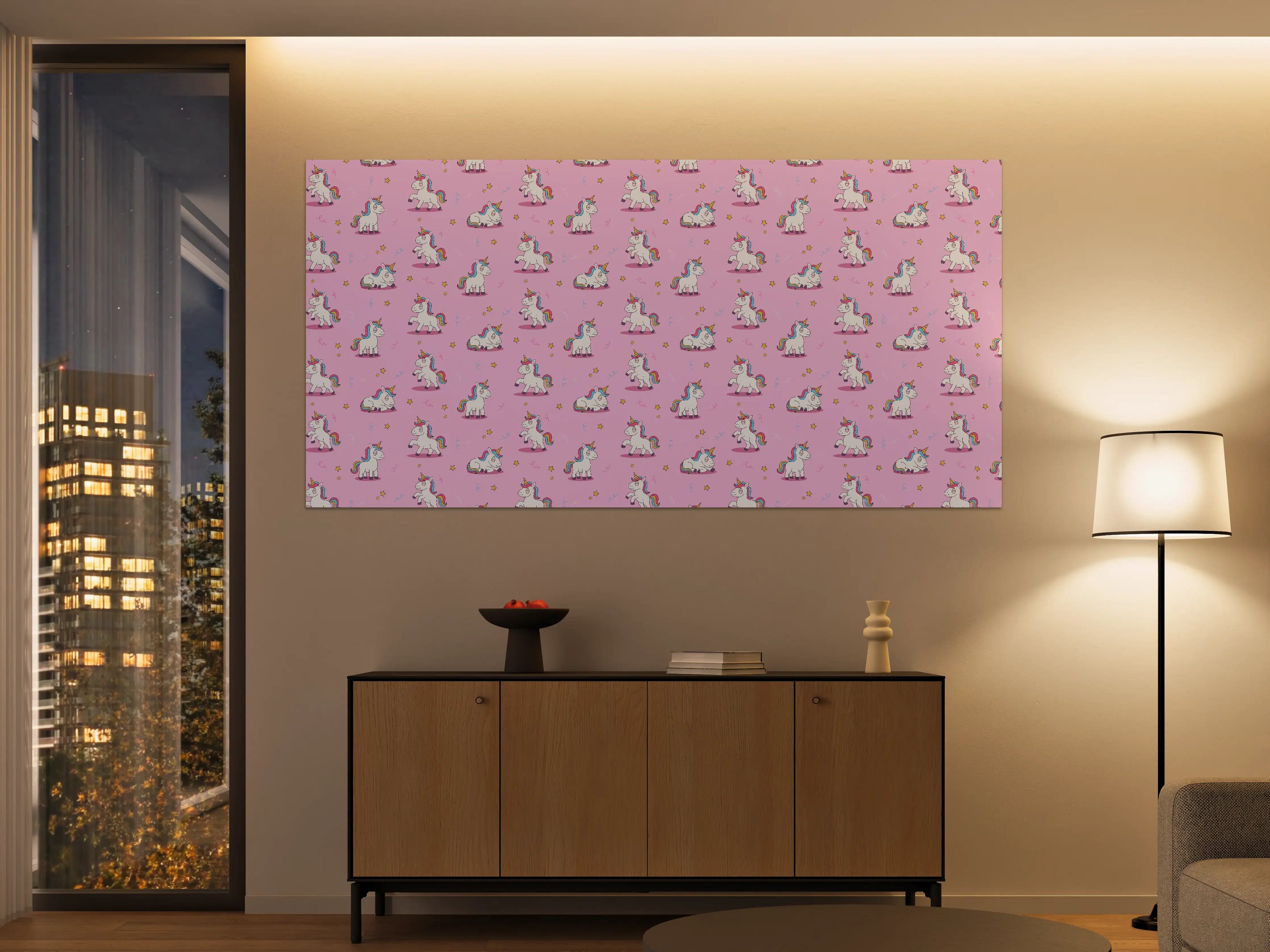 Große Wandbilder - Zuckersüße Einhorn-Welt in Pastellpink