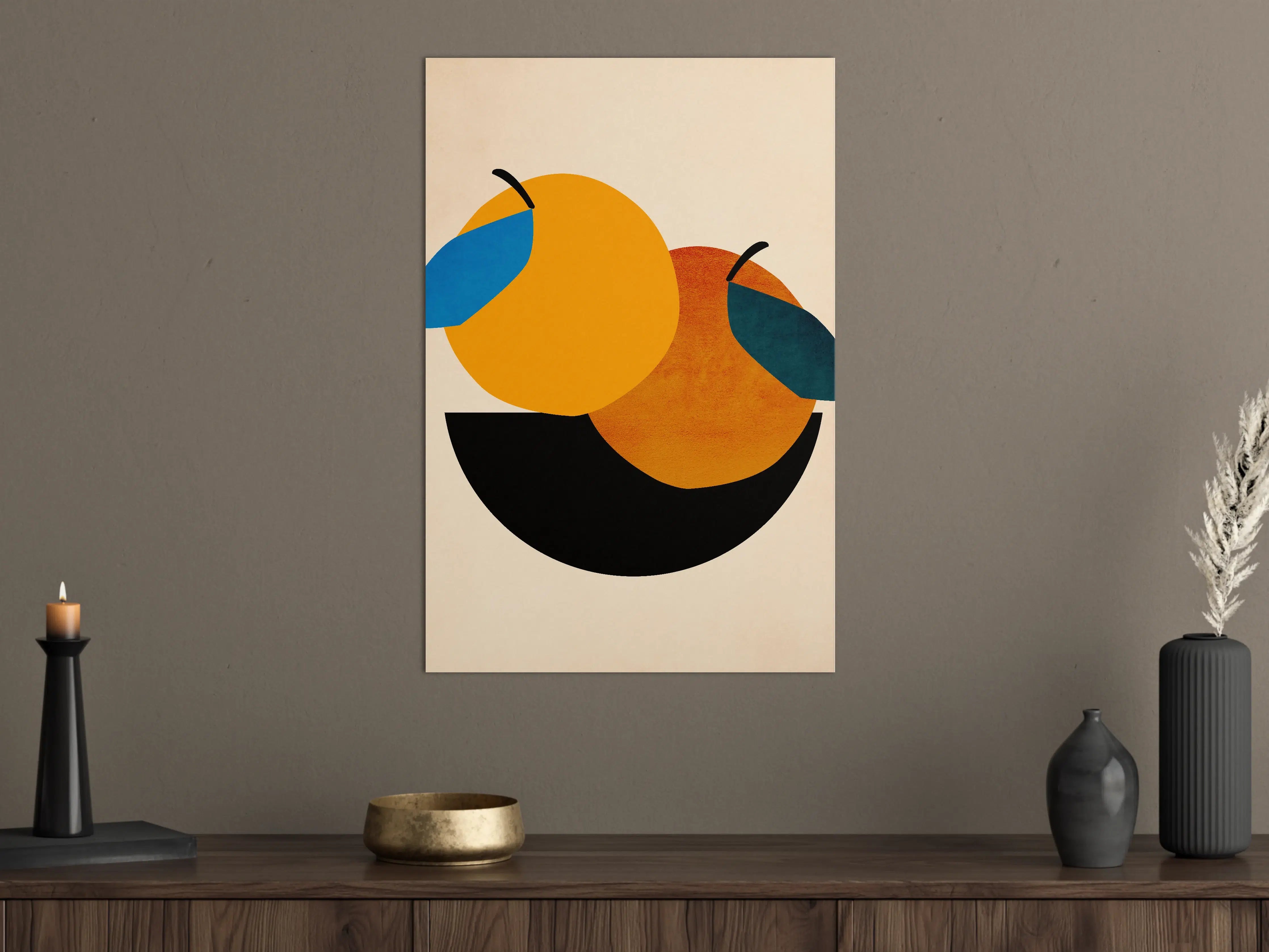 Große Wandbilder - Zwei Orangen - Zeichnung