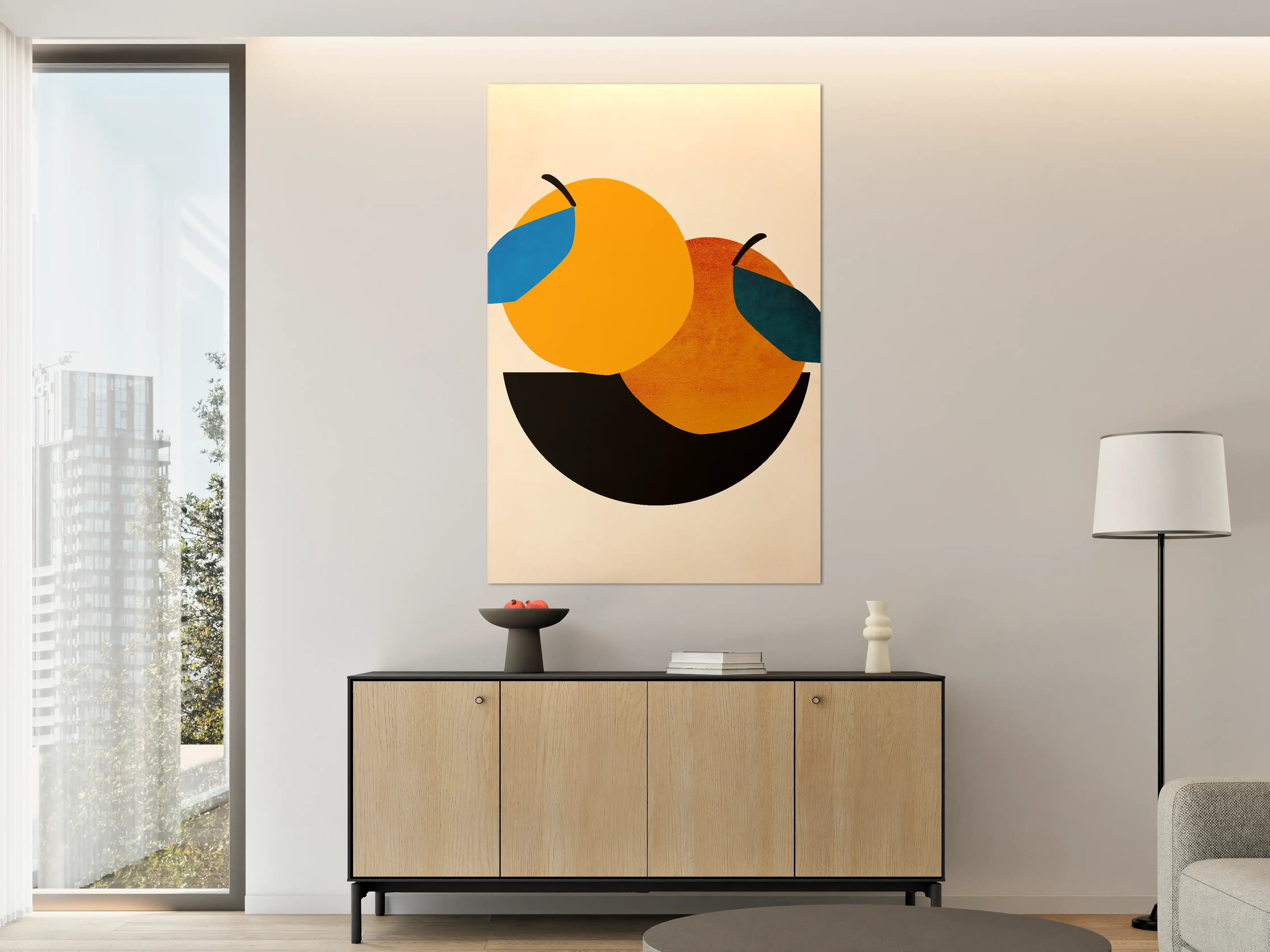 Große Wandbilder - Zwei Orangen - Zeichnung