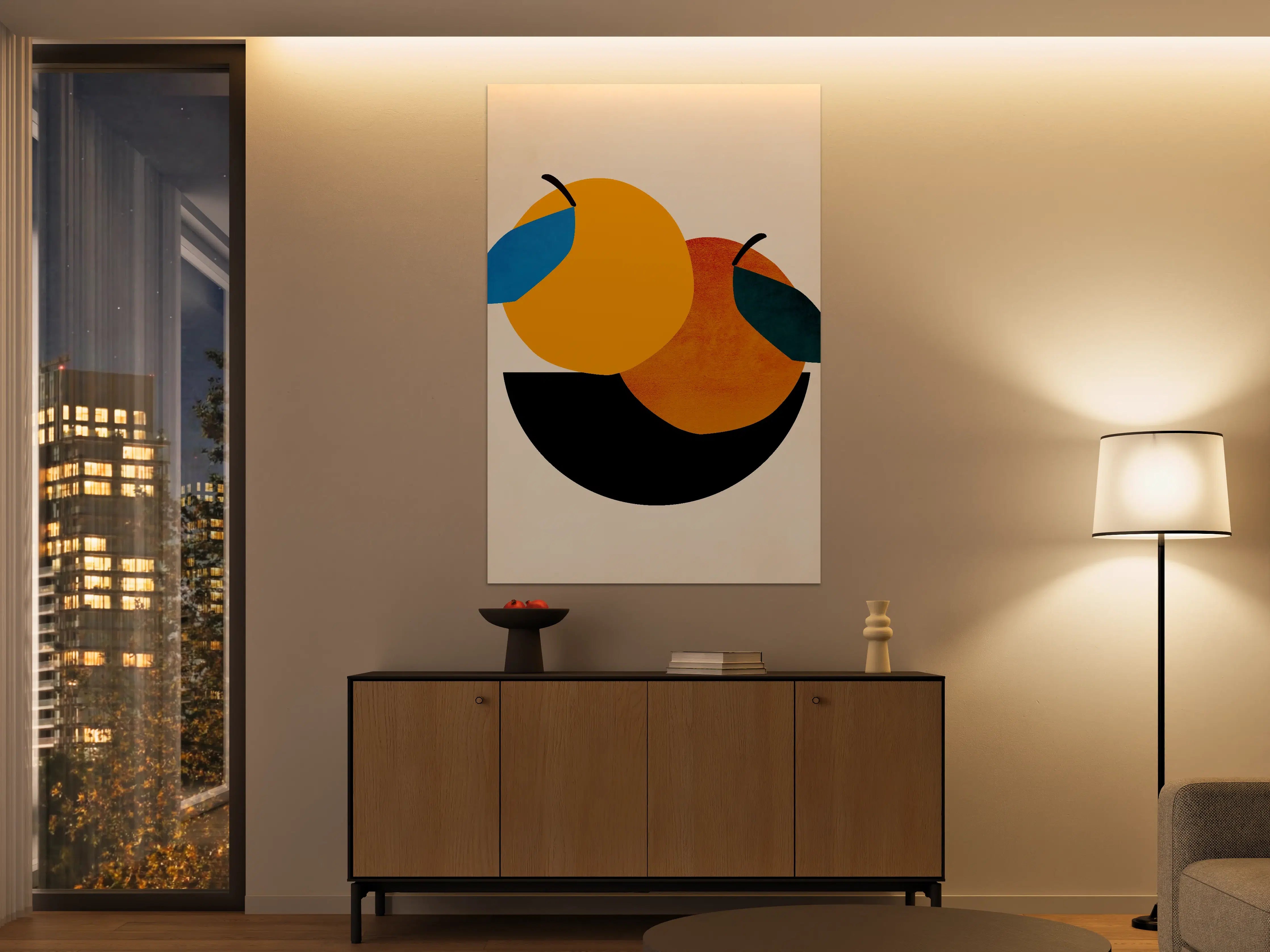 Große Wandbilder - Zwei Orangen - Zeichnung