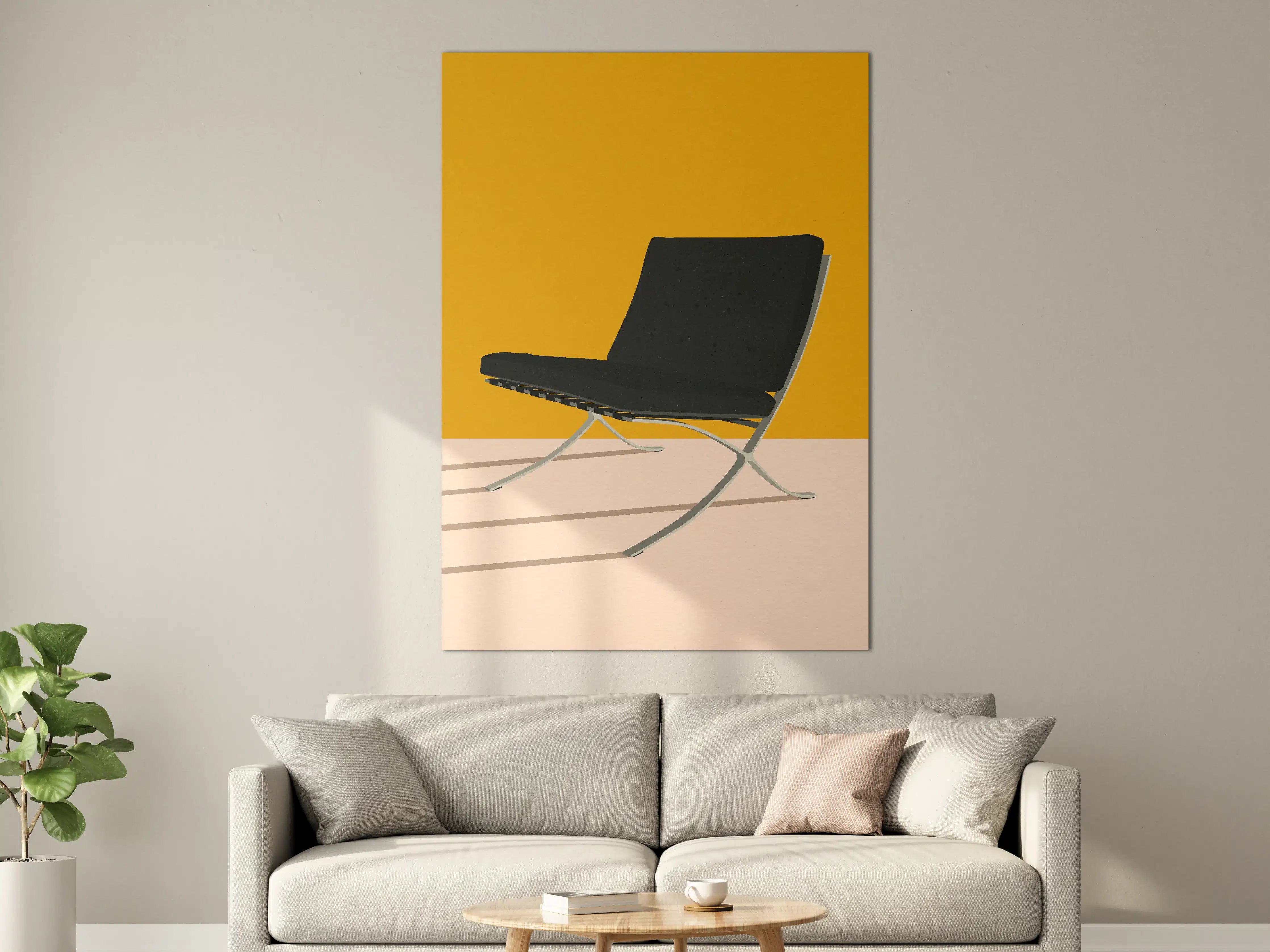 Große Wandbilder - "Moderne weiße Keramikvase mit goldenen Akzenten - Exklusives Wohnaccessoire"