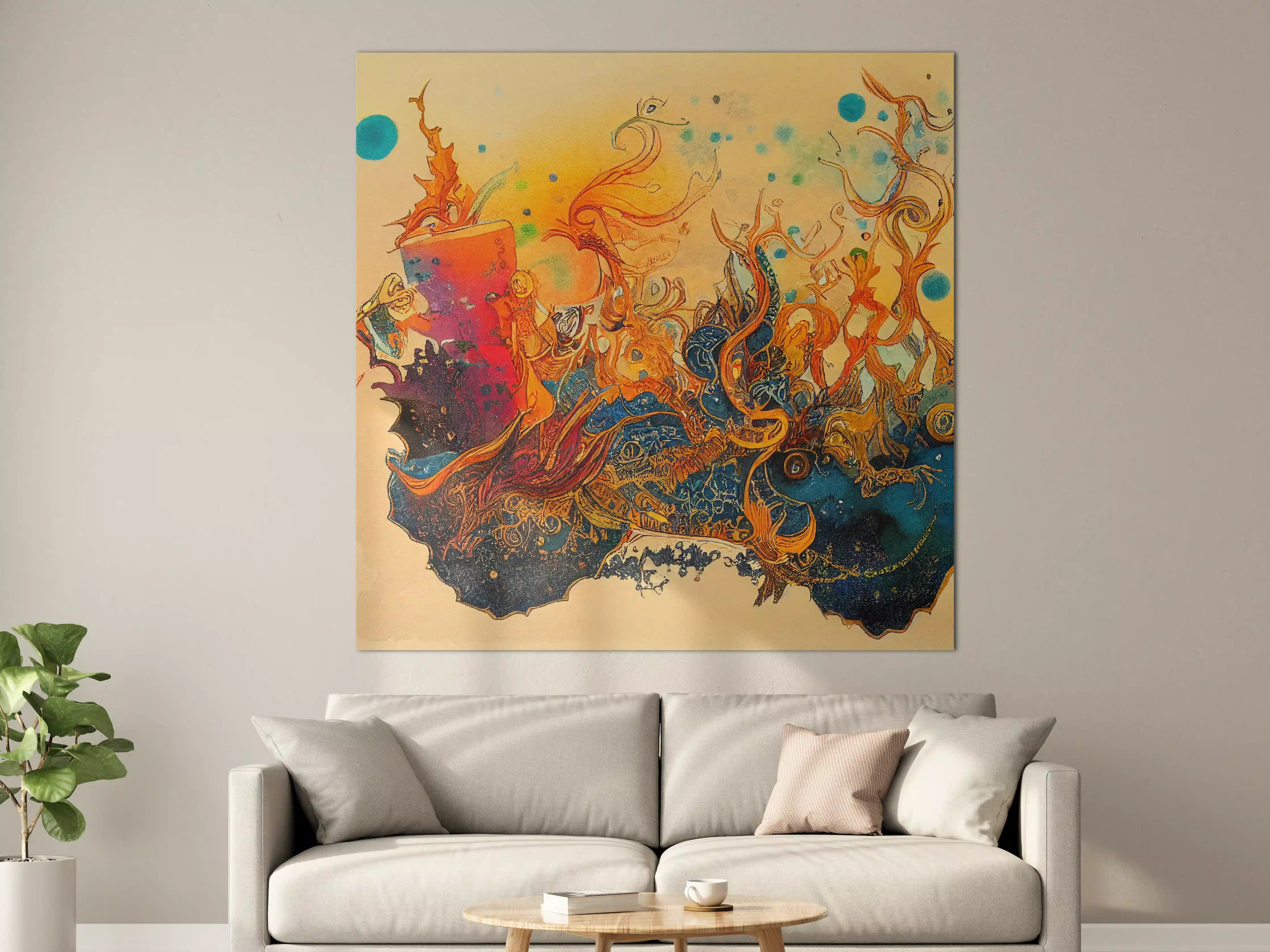 Große Wandbilder - abstrakte bunte Aquarell-Design Illustration