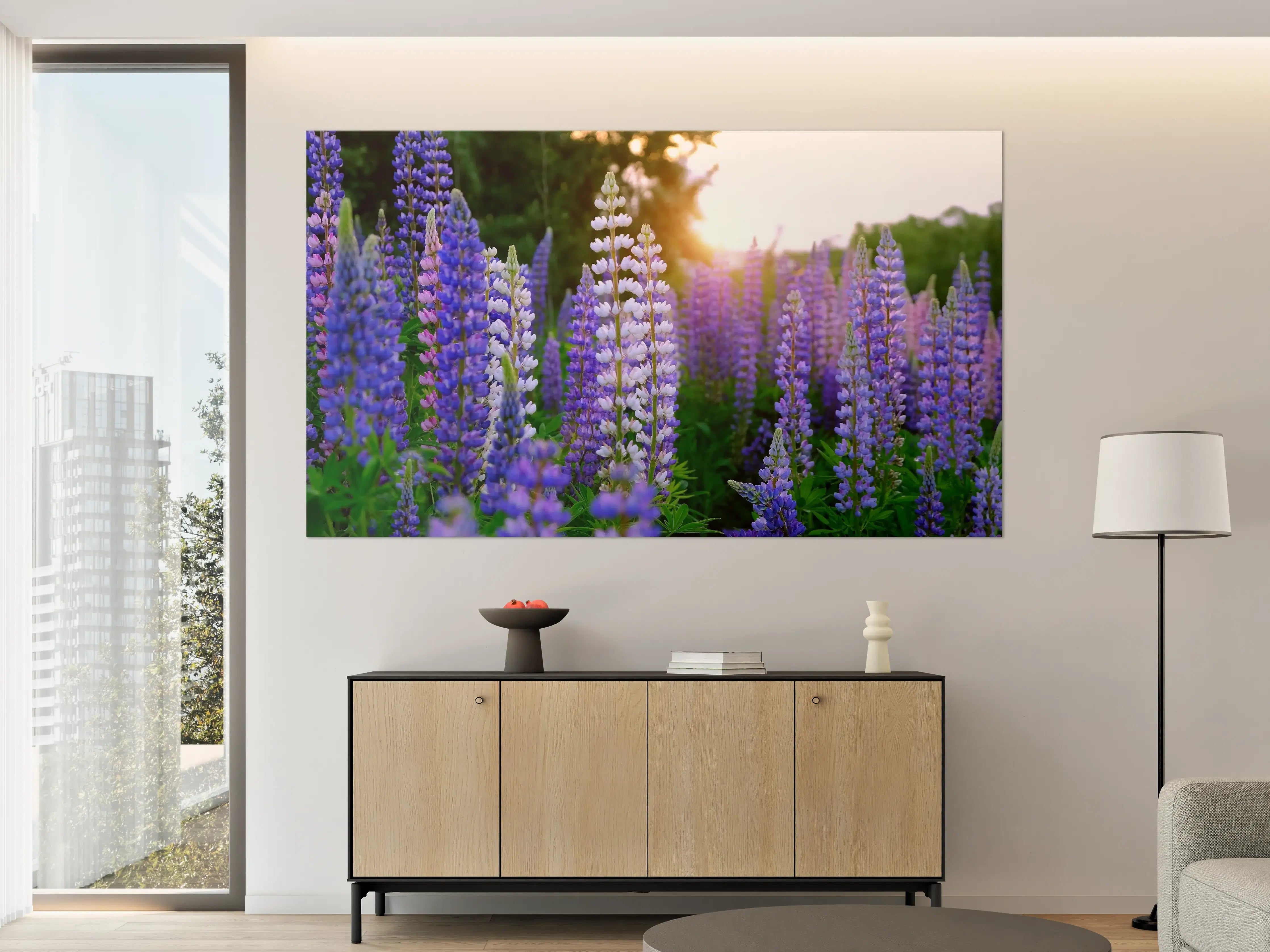 Große Wandbilder - lila-rosa Lupine Blumen