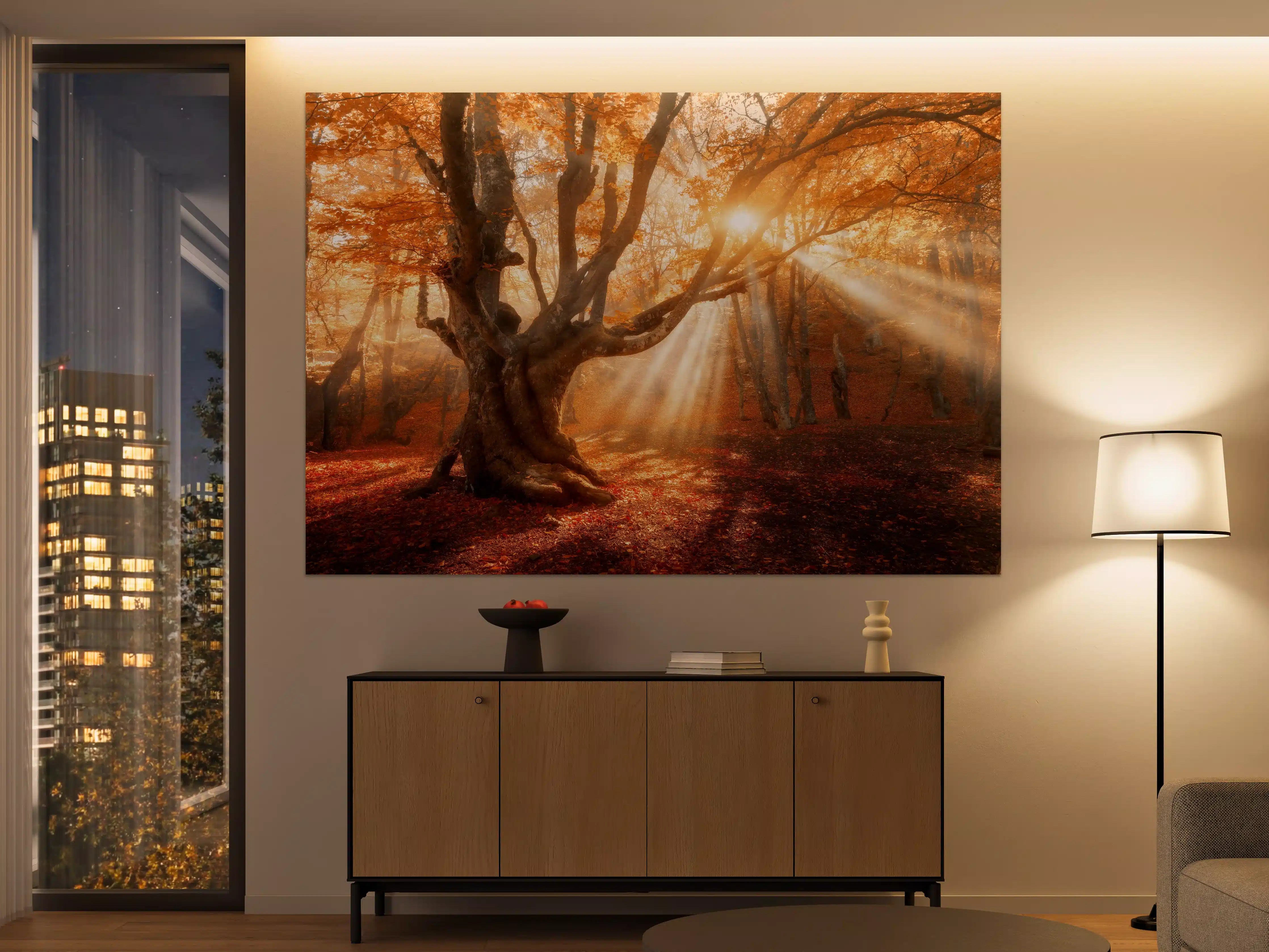 Große Wandbilder - magischer alter Baum im Herbst