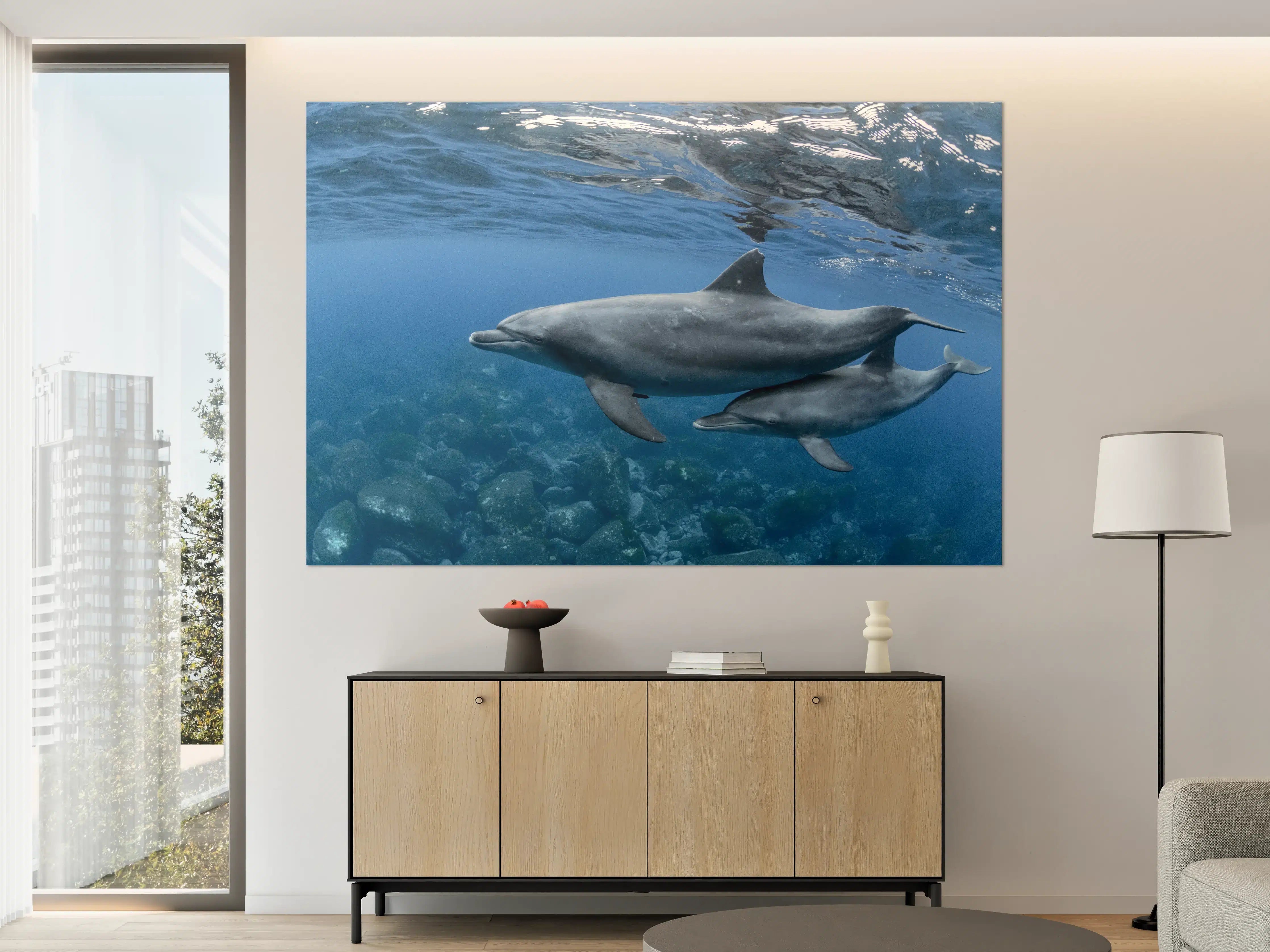 Große Wandbilder - niedliche Delfin-Familie