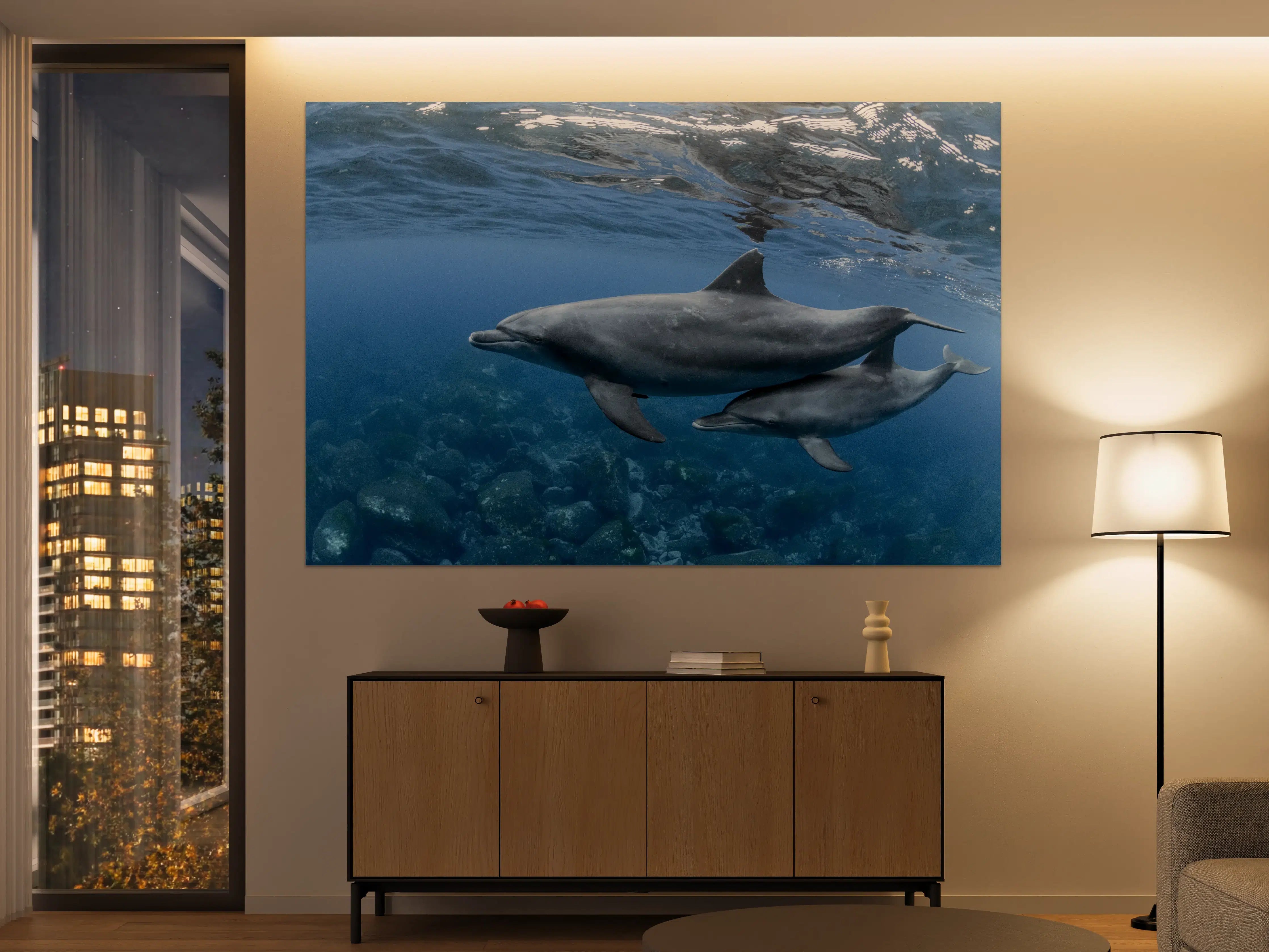 Große Wandbilder - niedliche Delfin-Familie