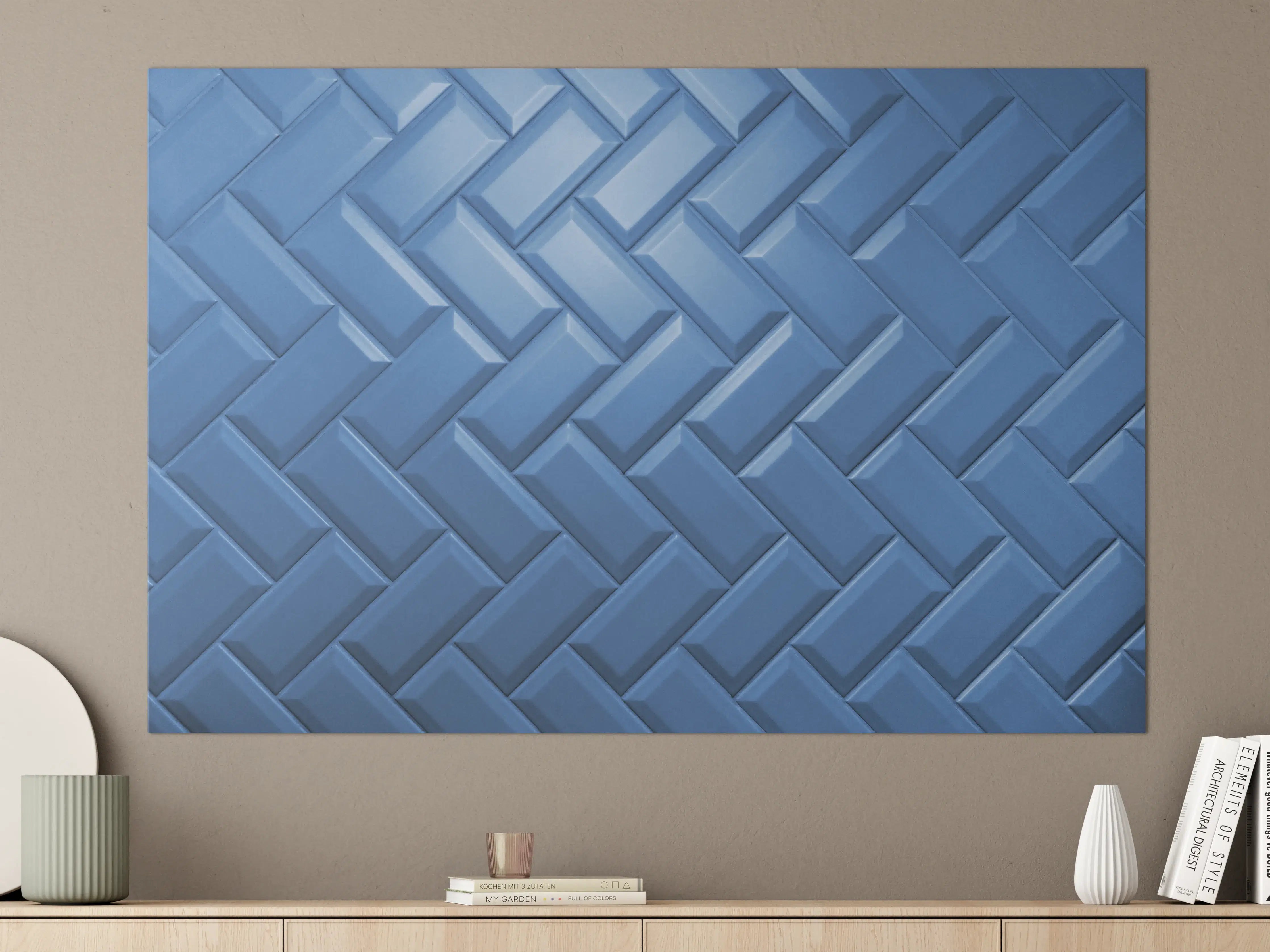 Große Wandbilder - phantomblaue matte Keramikfliesen
