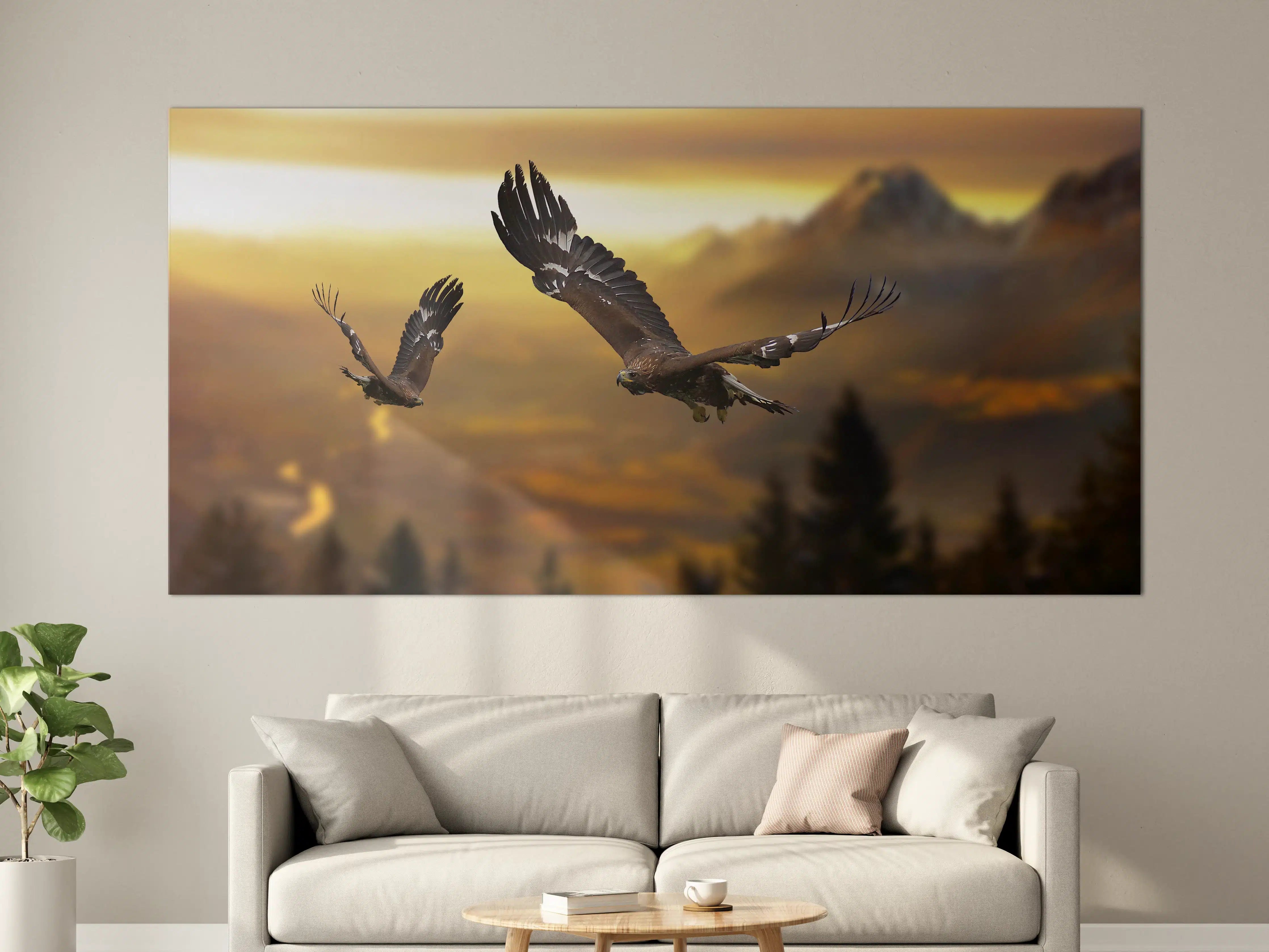 Große Wandbilder - prachtvolle Steinadler im Flug