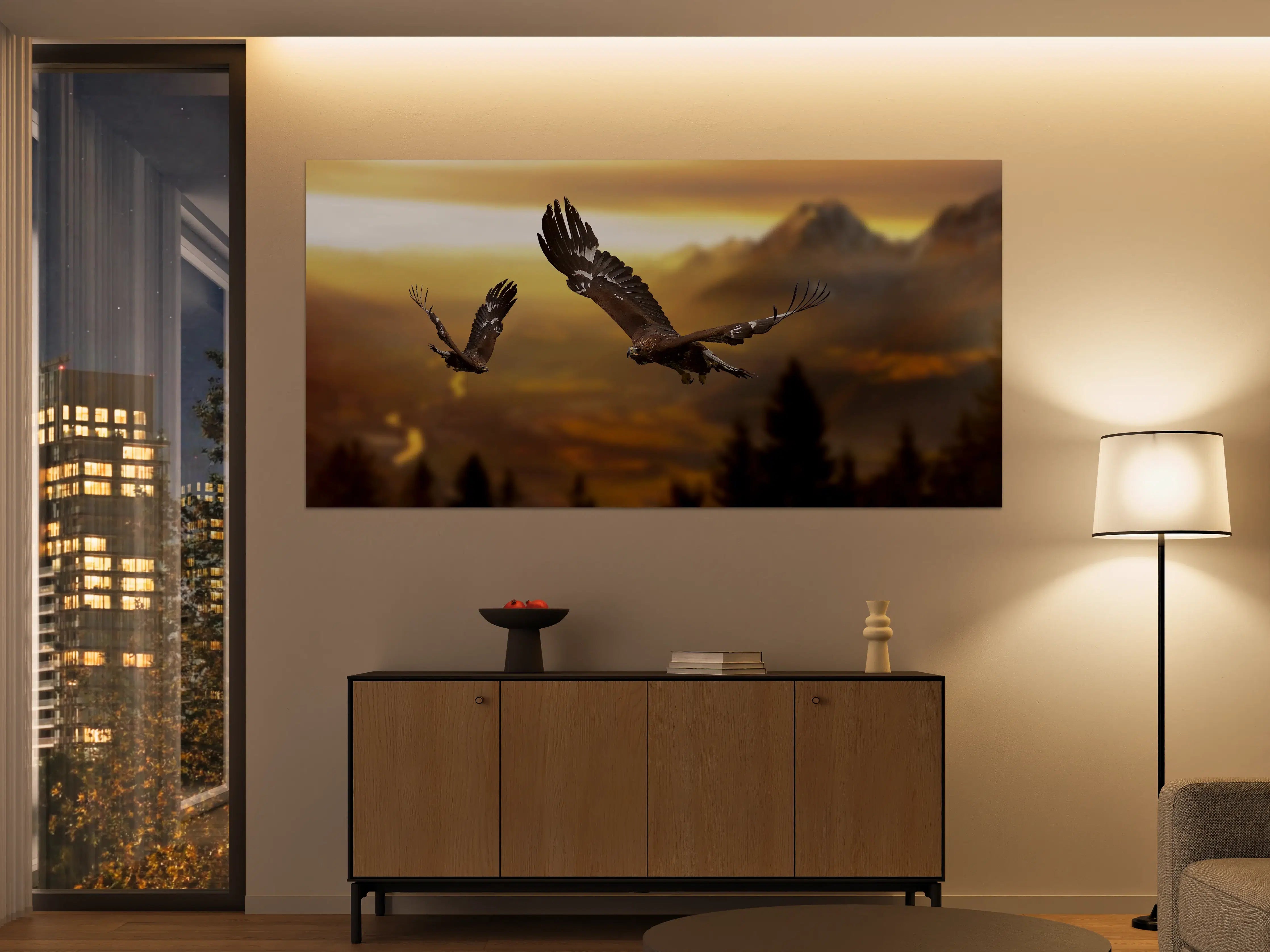 Große Wandbilder - prachtvolle Steinadler im Flug