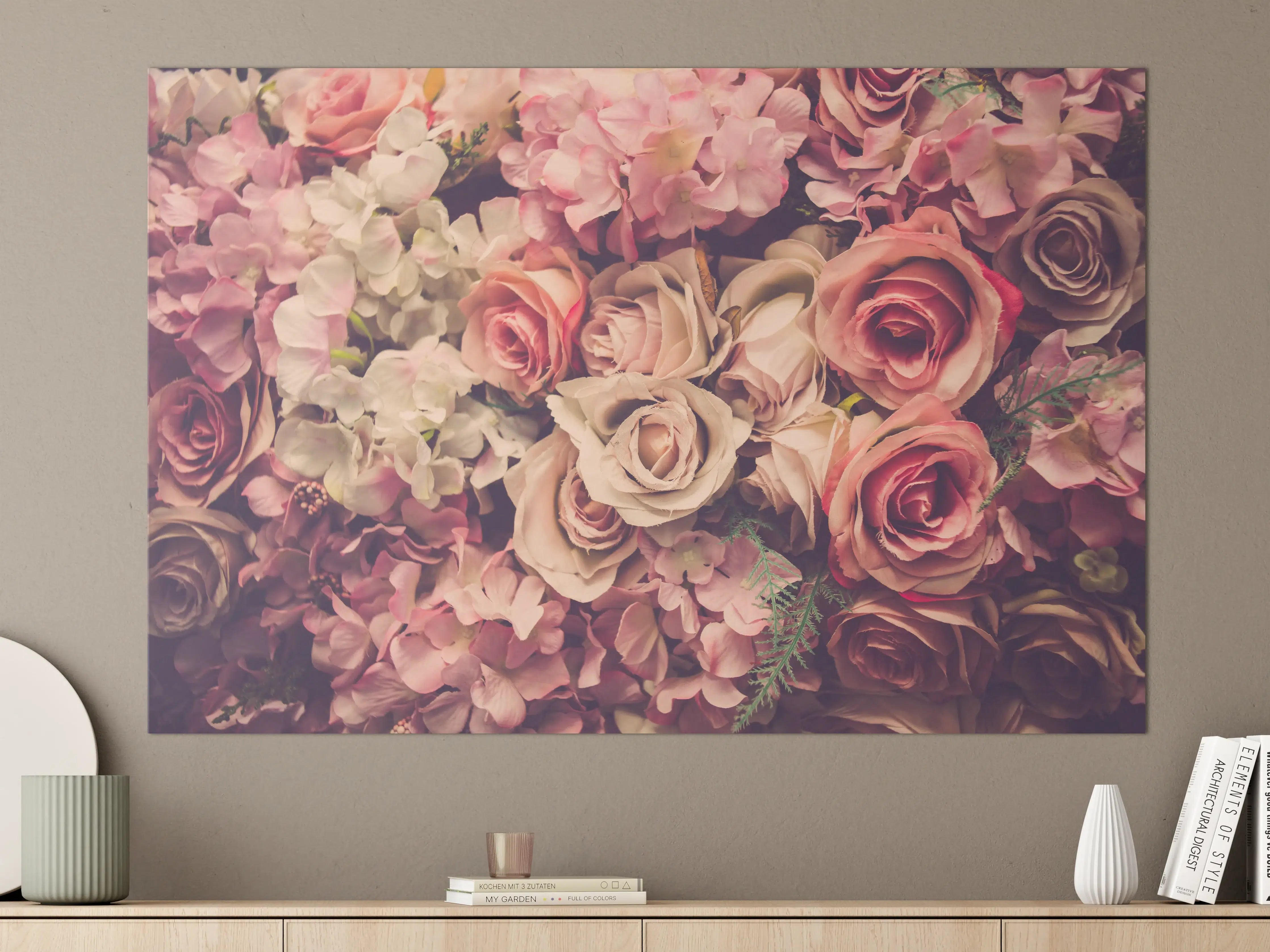 Große Wandbilder - retro rosa Rosen