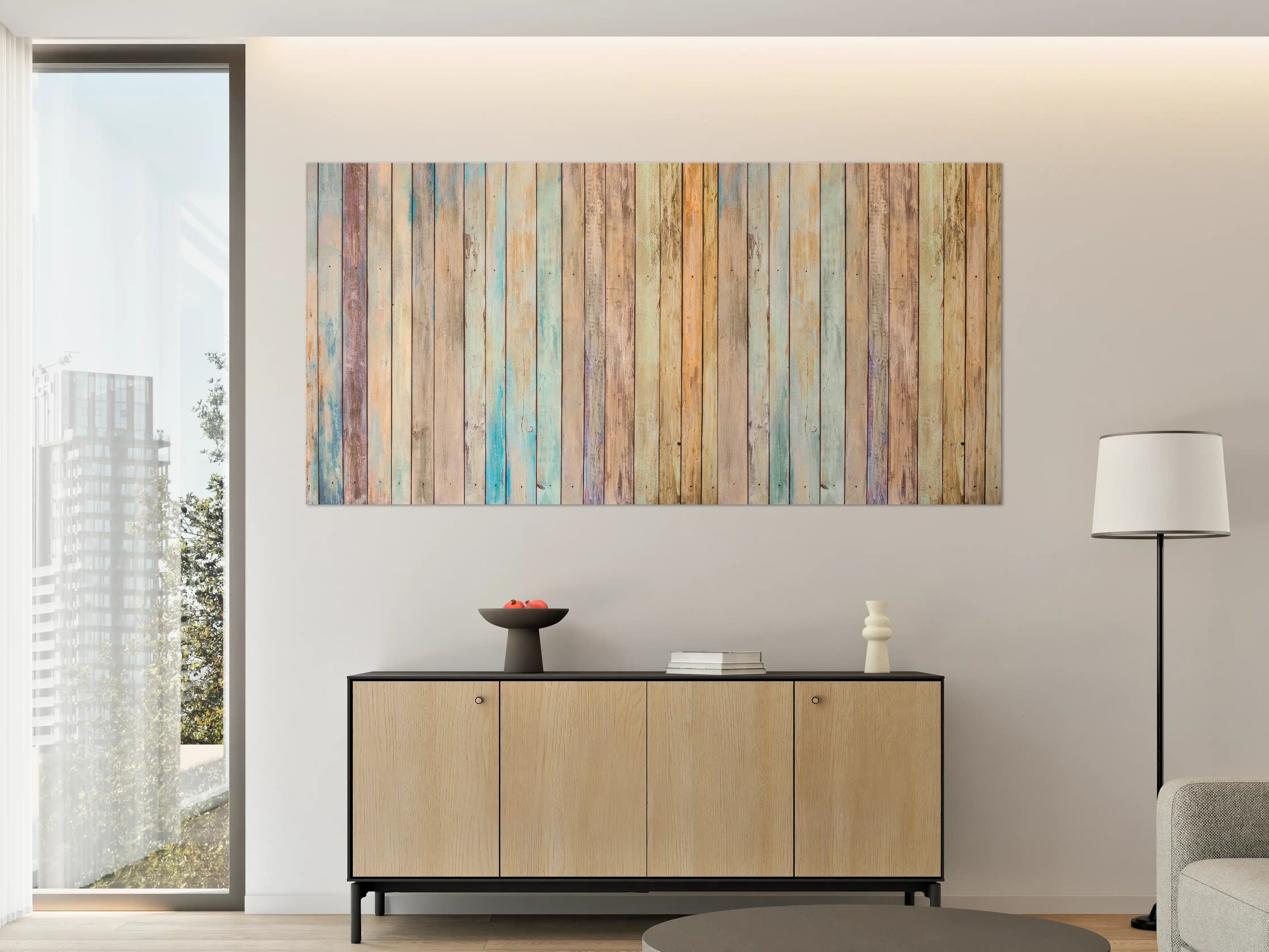 Große Wandbilder - vielfarbiger Hintergrund - alte Holzplanken