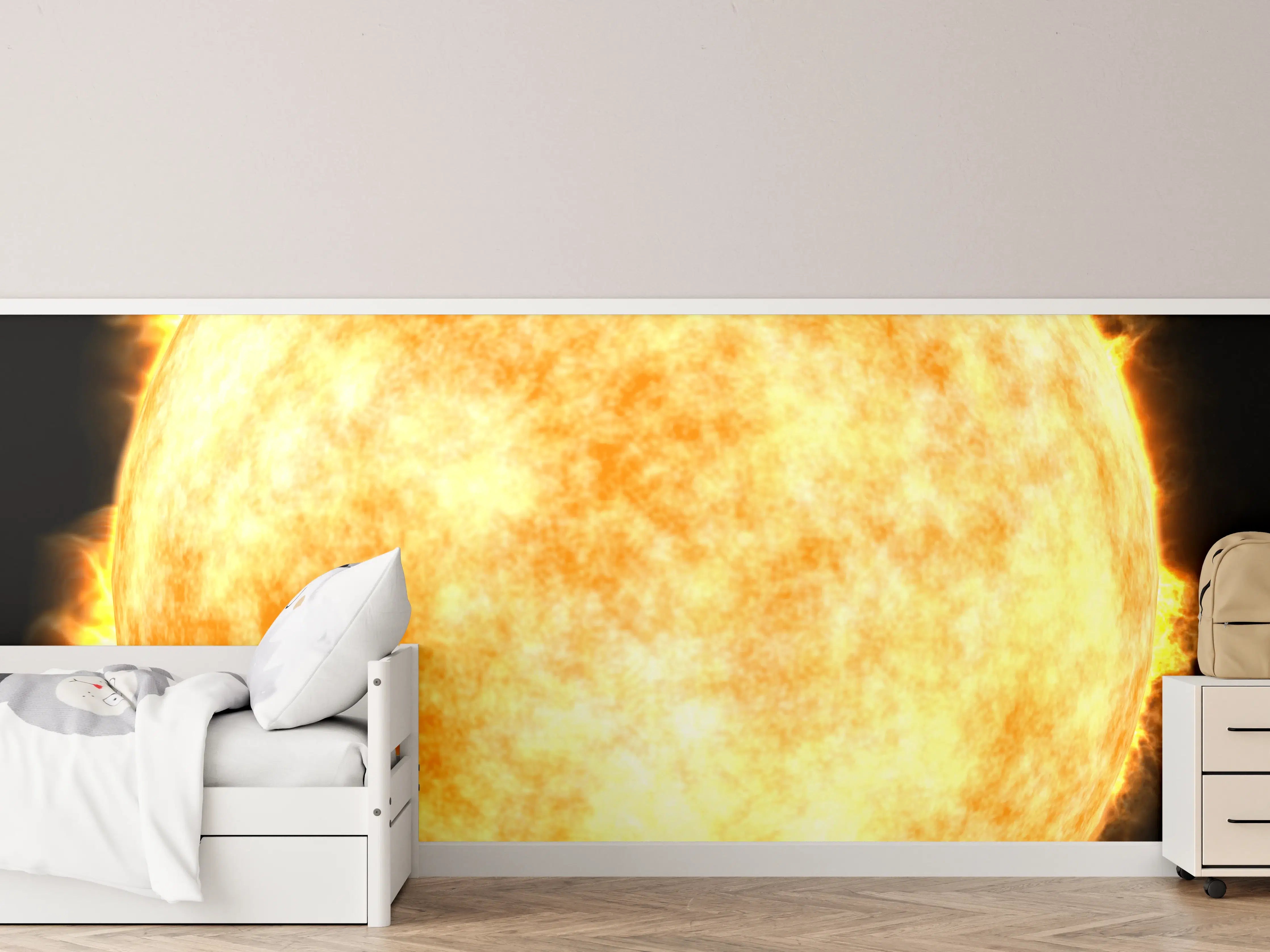 Kinderzimmer Wandgestaltung - Sonne auf Schwarzem Hintergrund