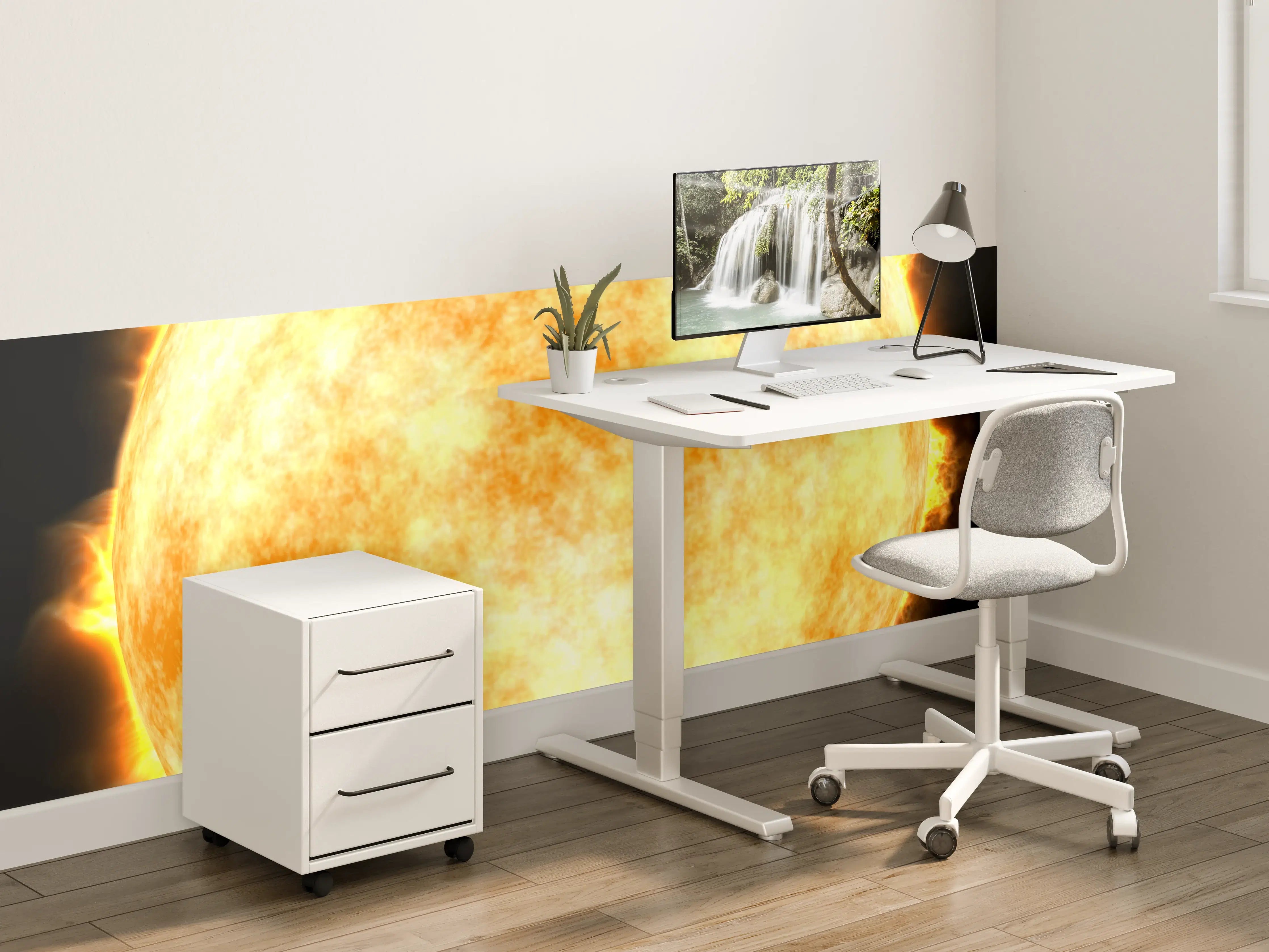 Kinderzimmer Wandgestaltung - Sonne auf Schwarzem Hintergrund