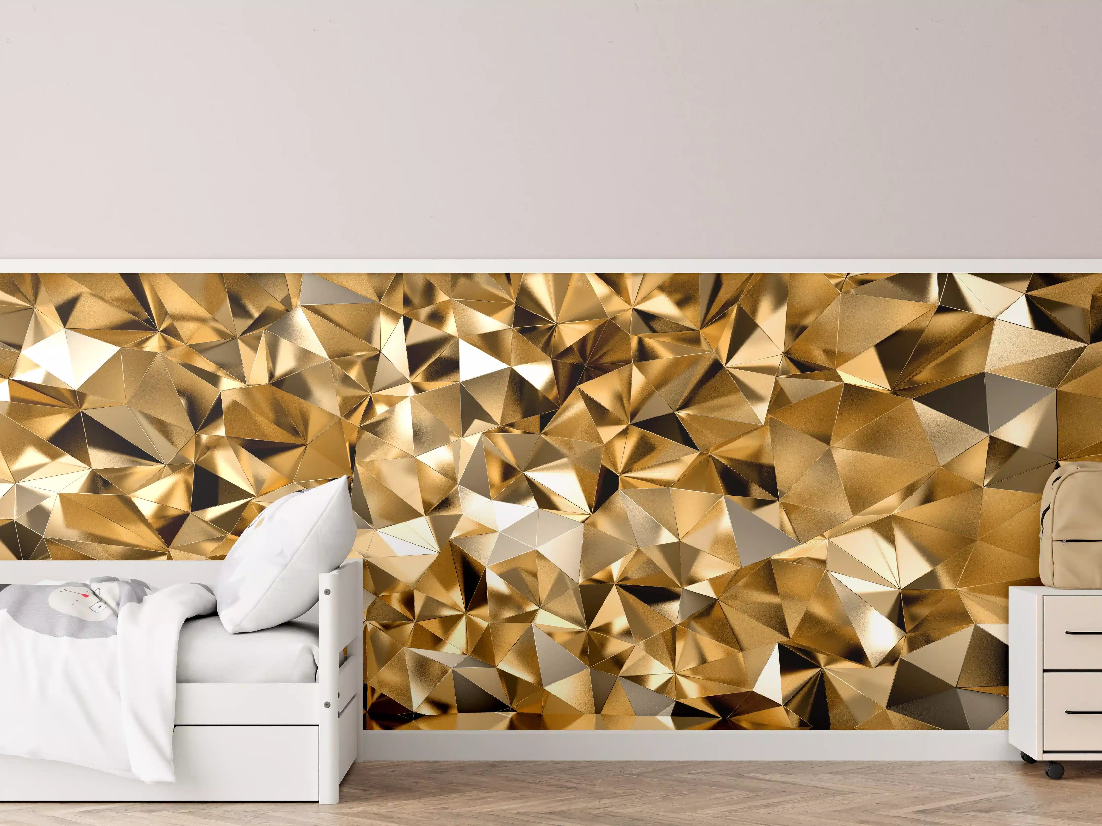 Kinderzimmer Wandgestaltung - 3D Illustration - Goldenes Design