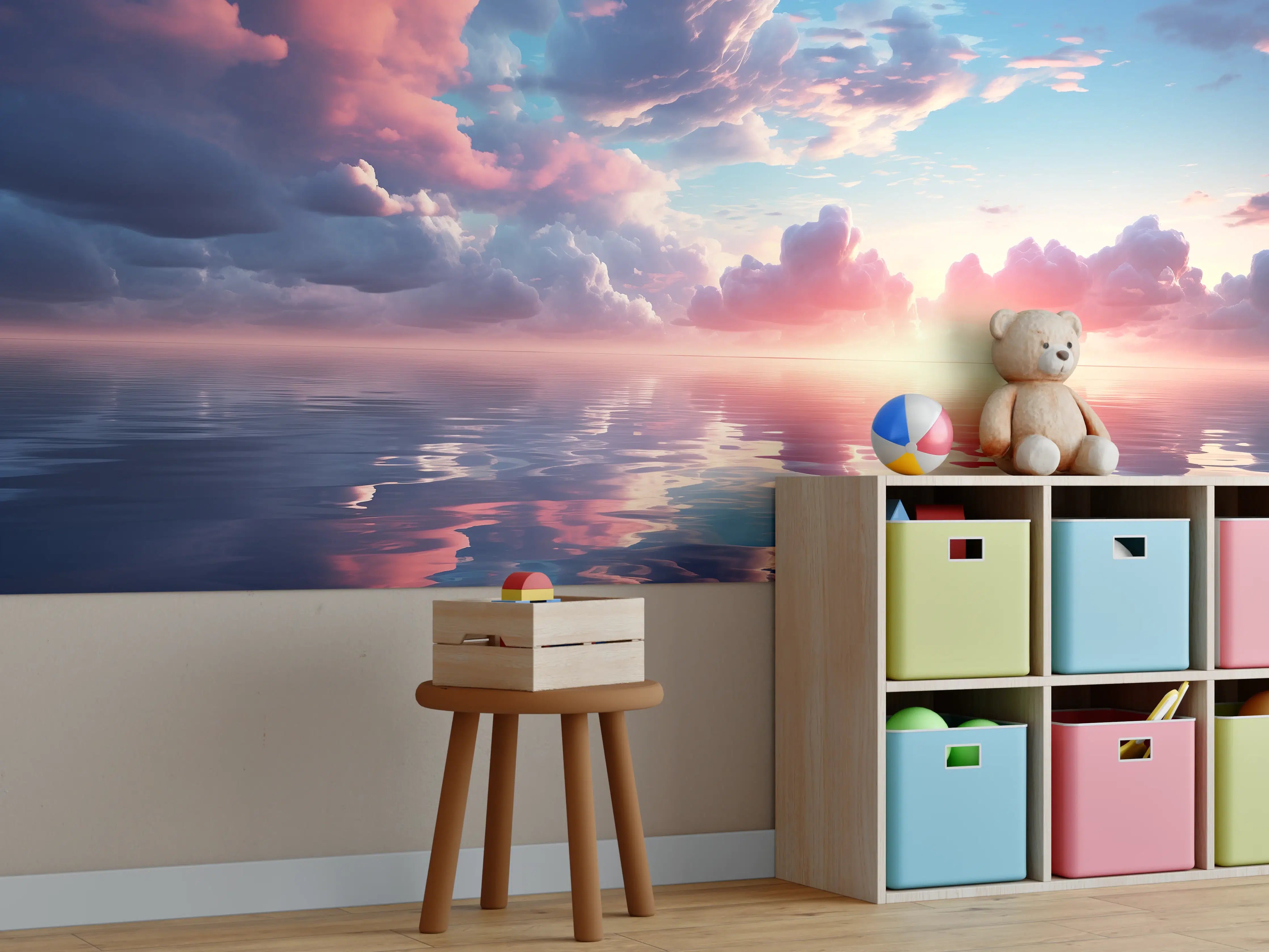 Kinderzimmer Wandgestaltung - Abendrot über stillen Wellen