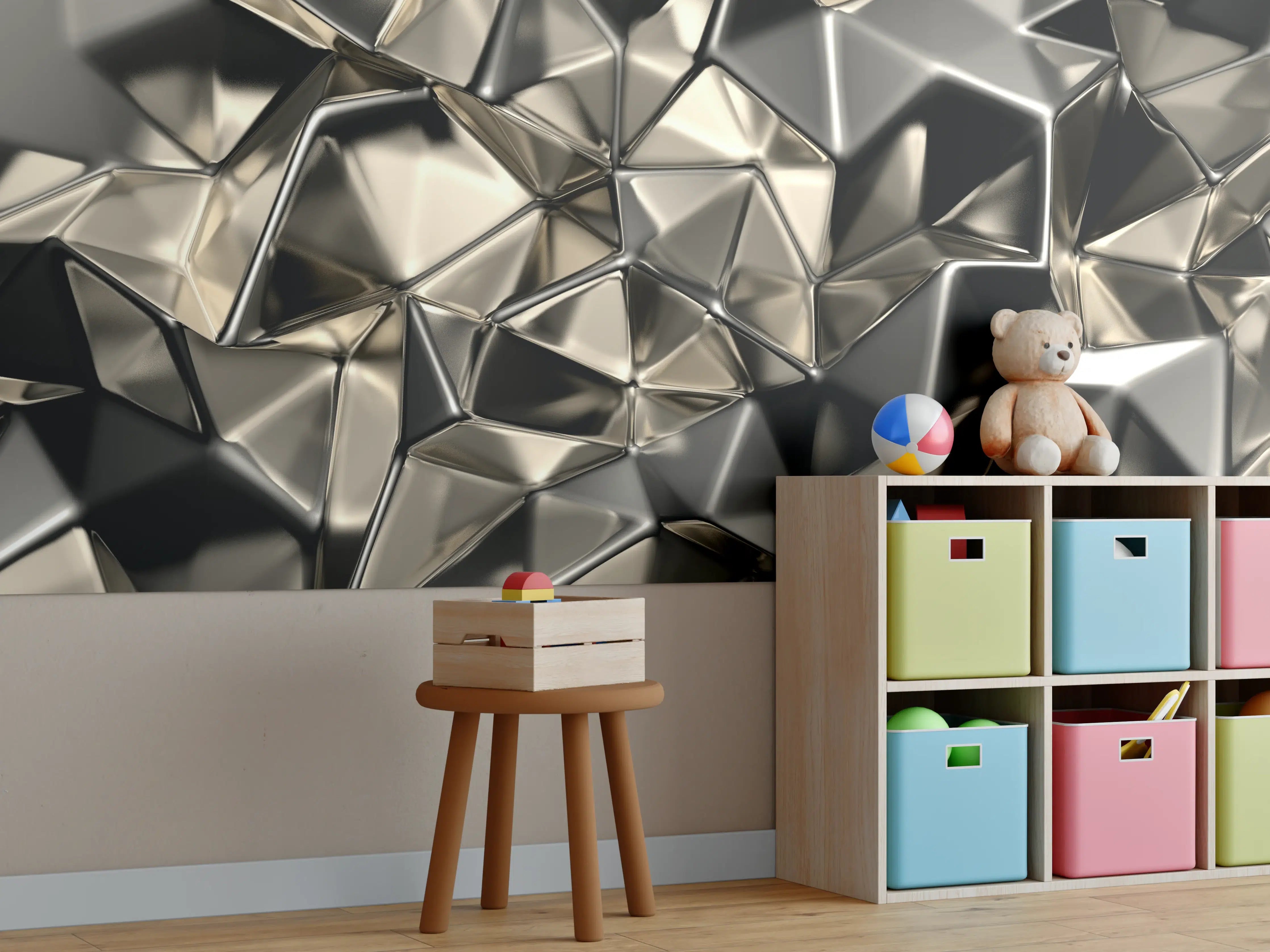 Kinderzimmer Wandgestaltung - Abstract Metallic Triangle Pattern