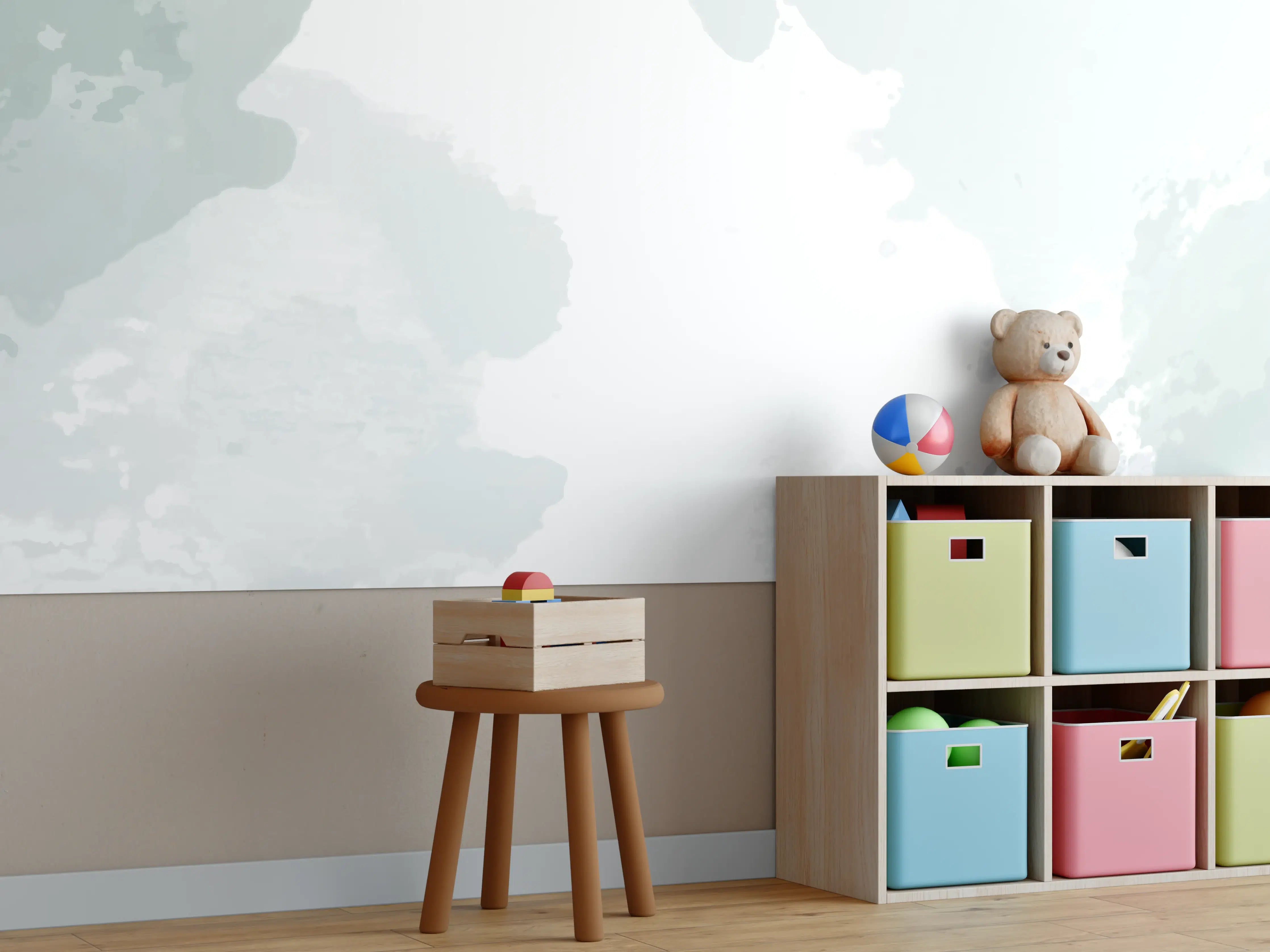 Kinderzimmer Wandgestaltung - Abstrakt Grau-Weiß Textur