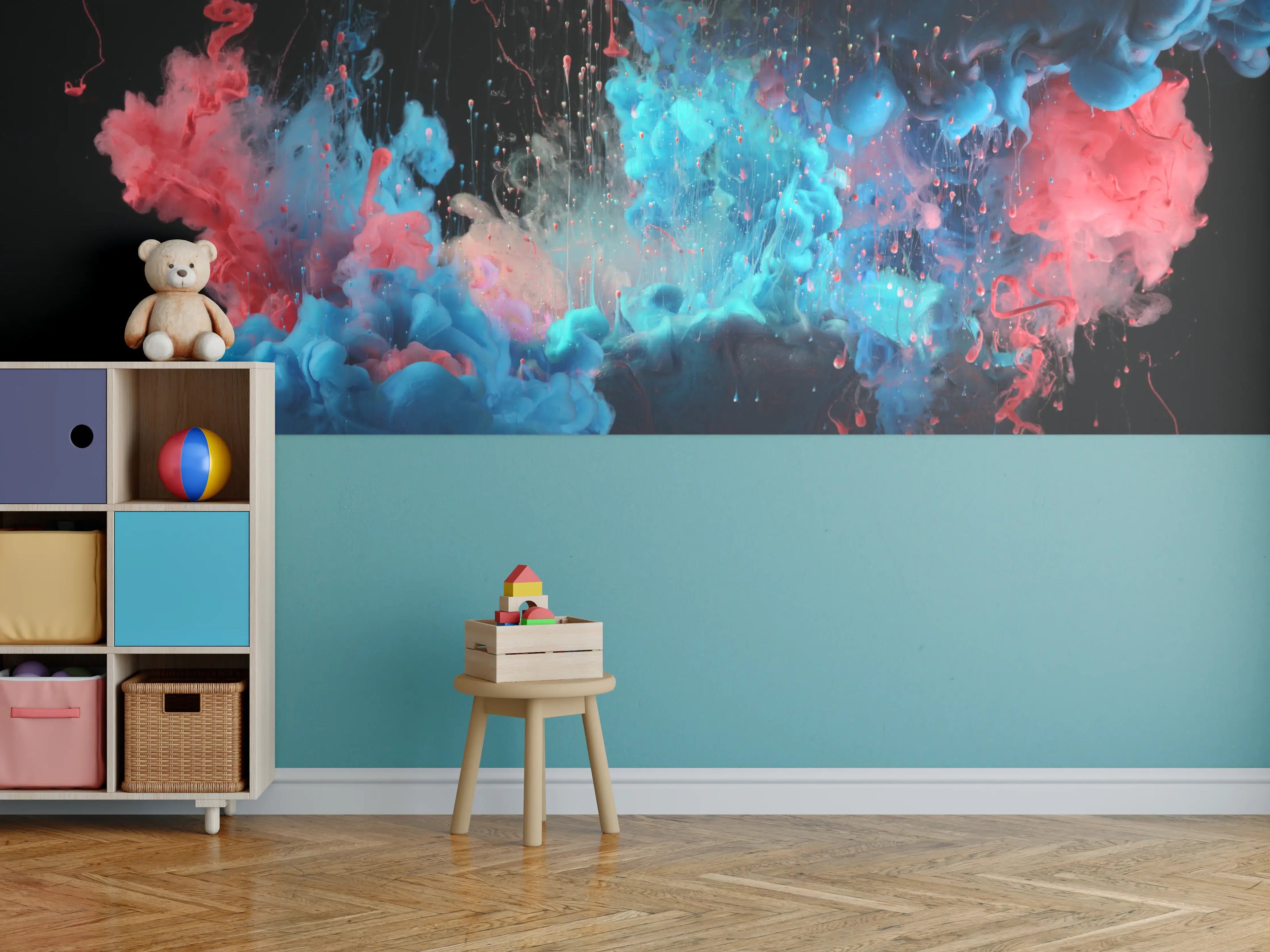 Kinderzimmer Wandgestaltung - Abstrakte Acryl-Farbexplosion