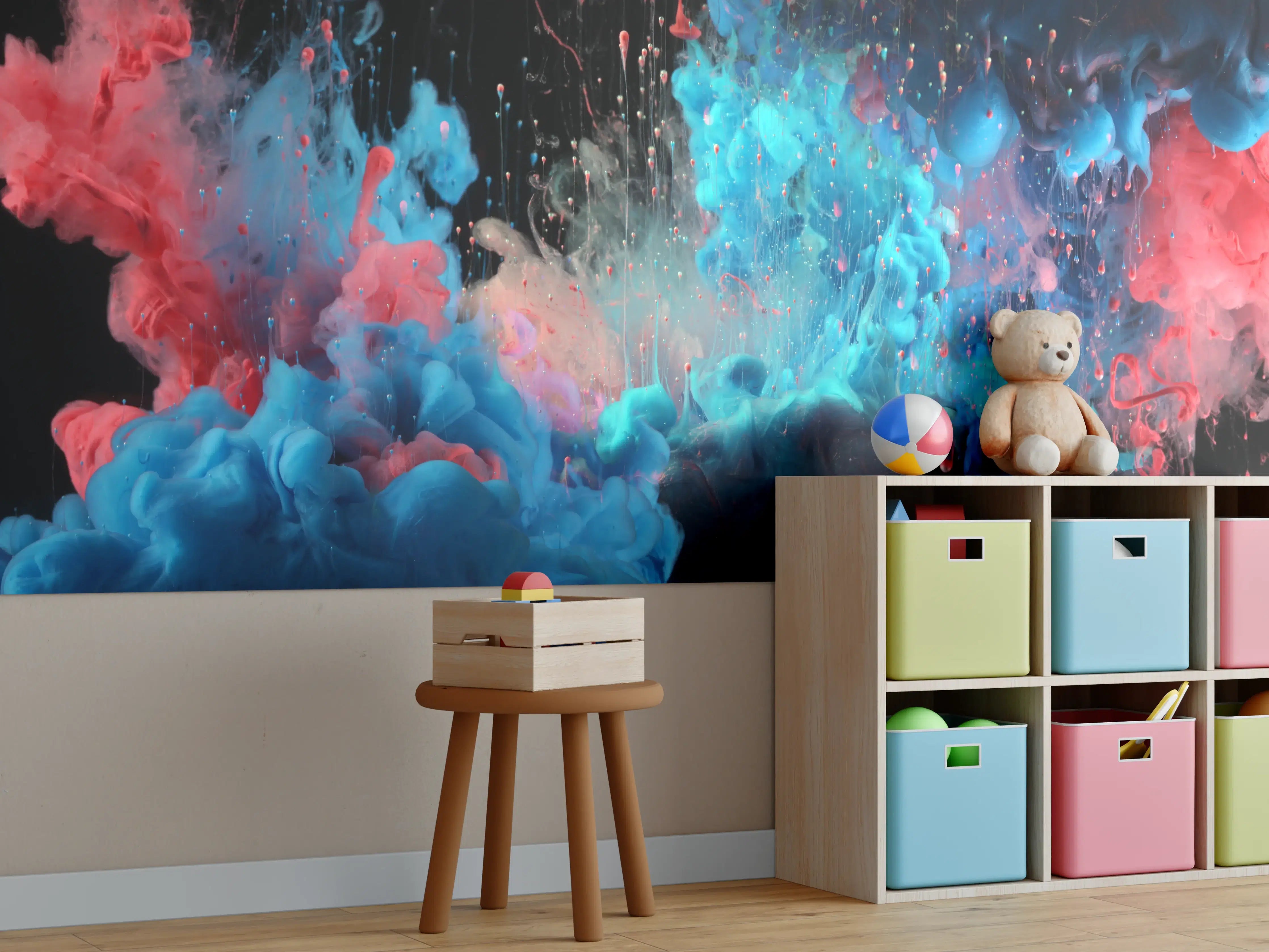 Kinderzimmer Wandgestaltung - Abstrakte Acryl-Farbexplosion